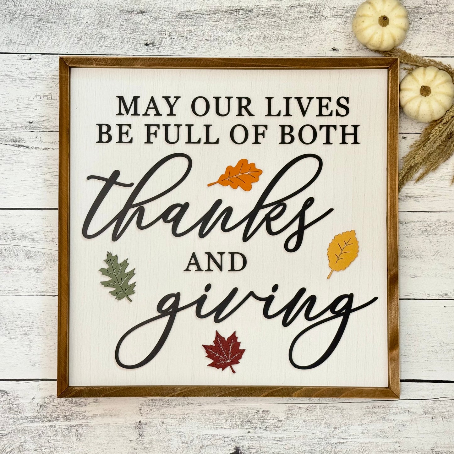 Large Wooden Framed Thanksgiving/Fall Sign
