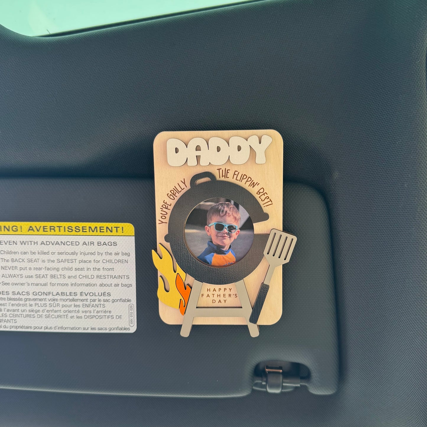 Father's Day Wooden Photo Frame | Magnetic Photo Frame | Visor Clip | BBQ Grill