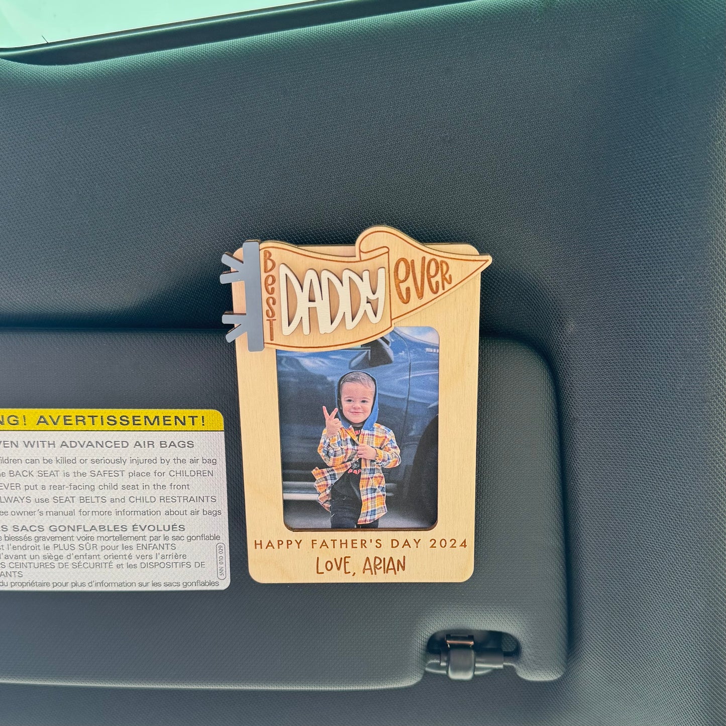 Father's Day Wooden Photo Frame | Magnetic Photo Frame | Visor Clip