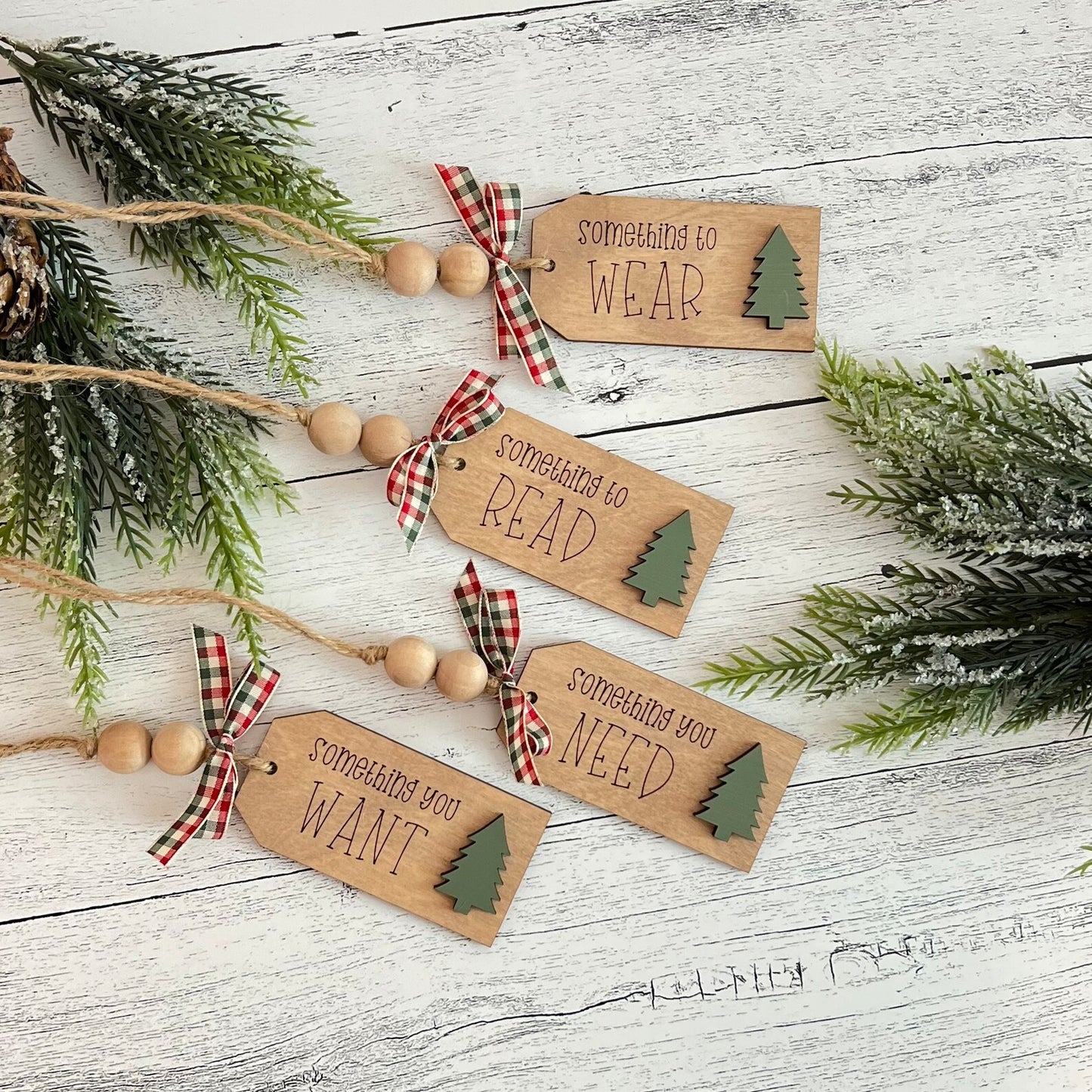 Something You Wear Want Need Read Christmas Tags | Set Of 4