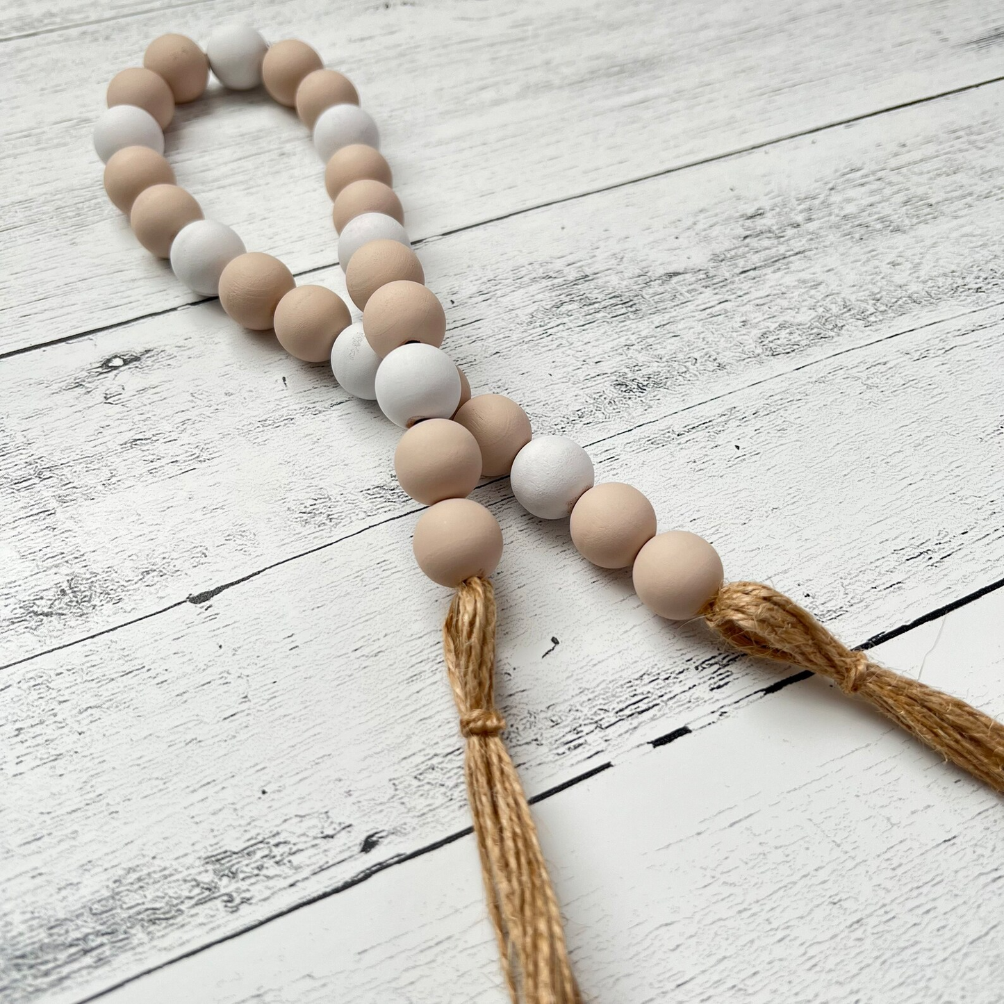 Neutral Farmhouse Wooden Bead Garland
