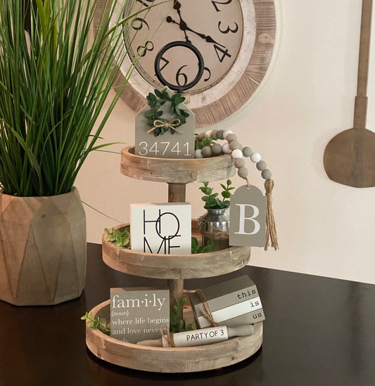 Home & Family Tiered Tray Decor Bundle