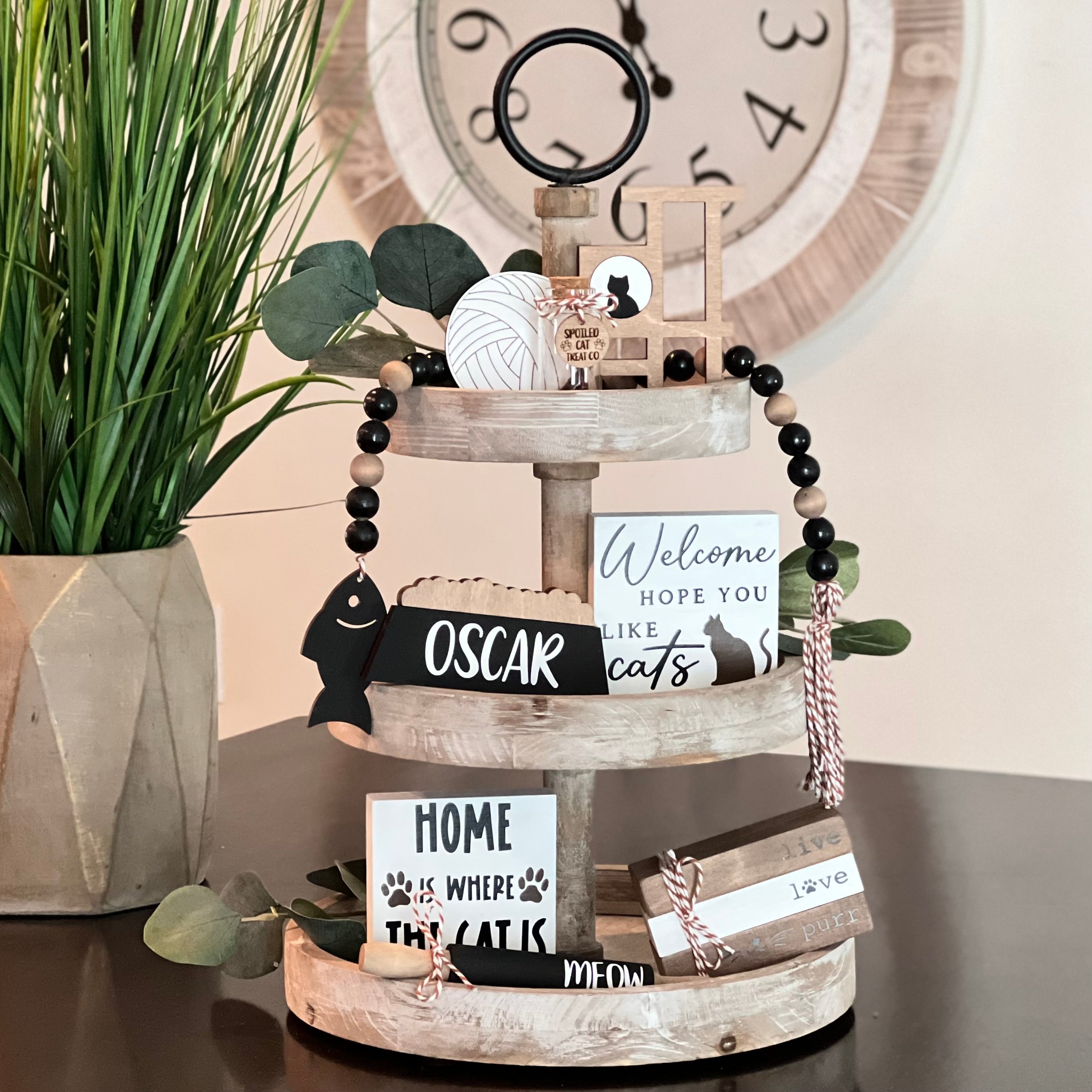 Cat Themed Tiered Tray Decor Bundle