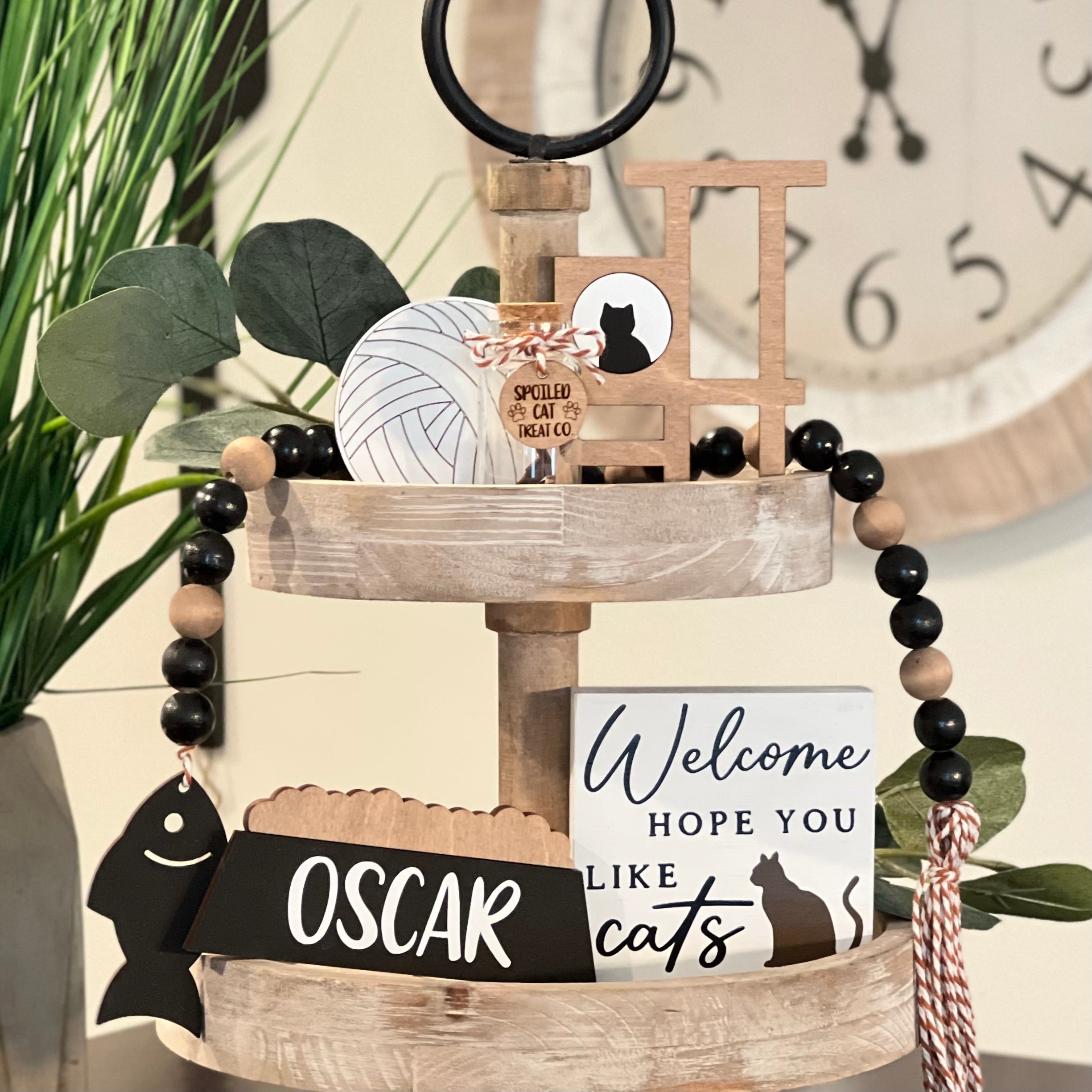 Cat Themed Tiered Tray Decor Bundle
