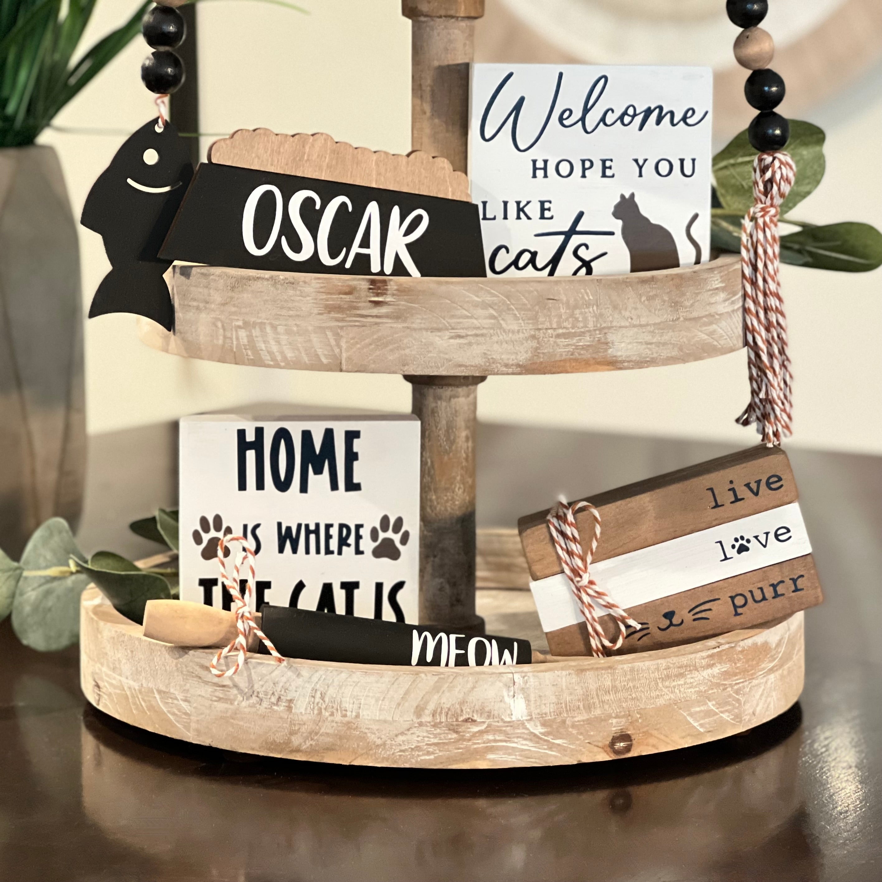 Cat Themed Tiered Tray Decor Bundle