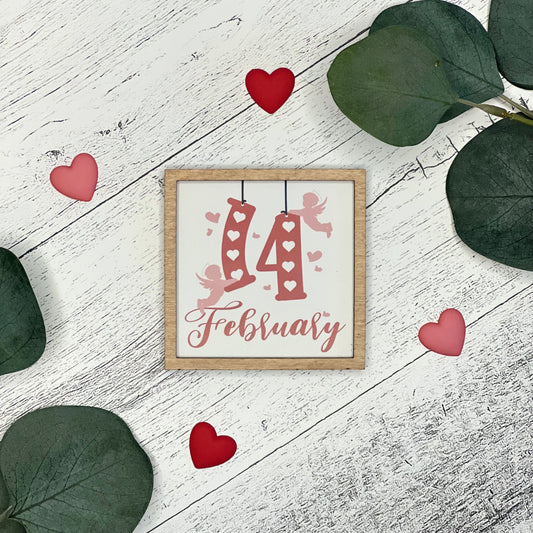 Mini Framed Valentine's Day Sign | February 14 Sign