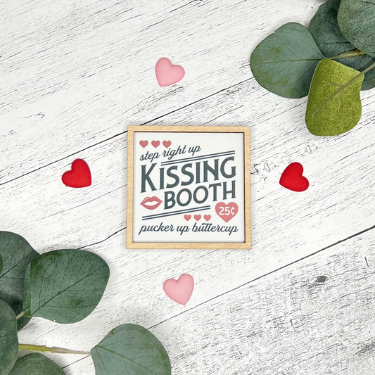 Mini Framed Valentine's Day Sign | Kissing Booth Sign