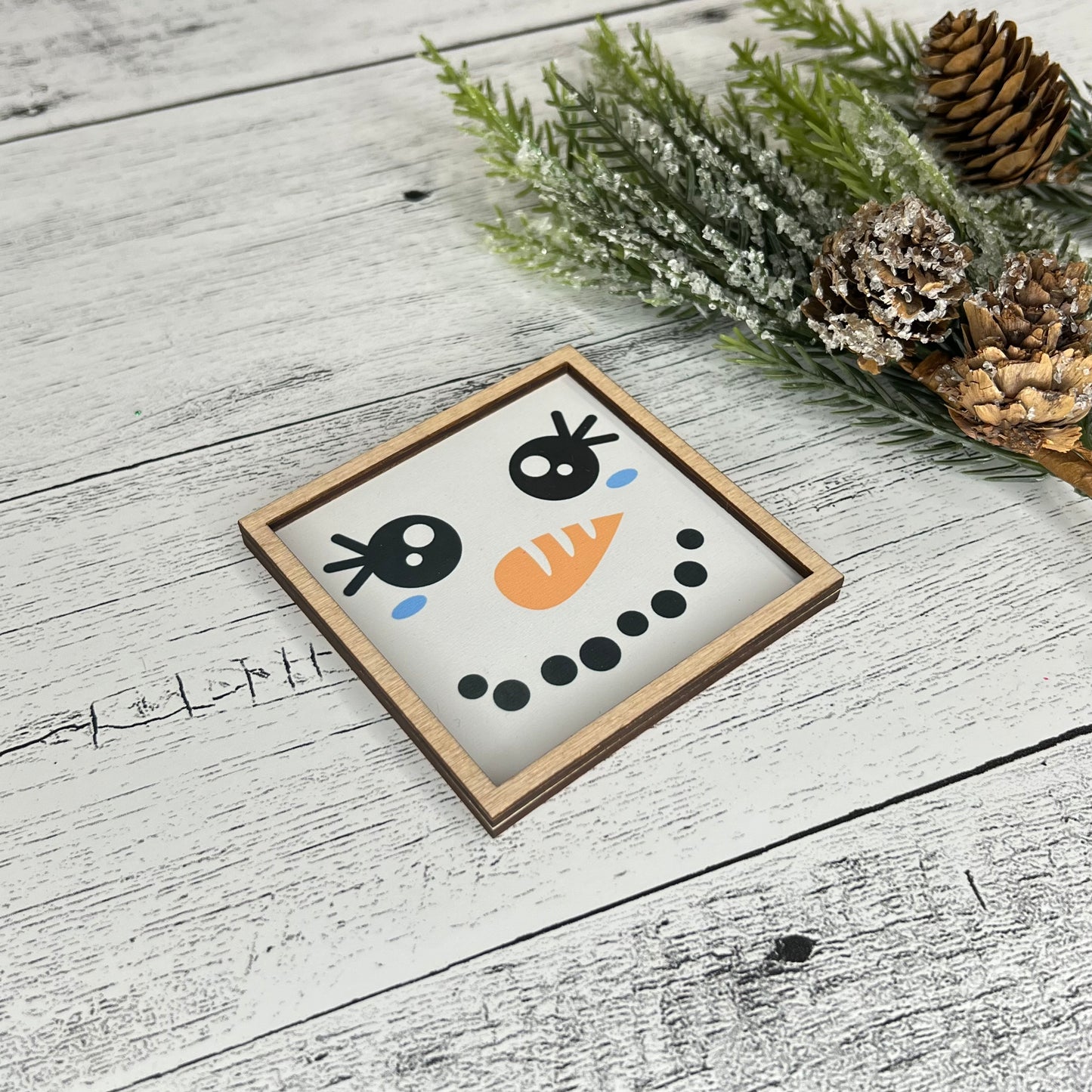 Mini Framed Winter Sign | Snowman Face Sign