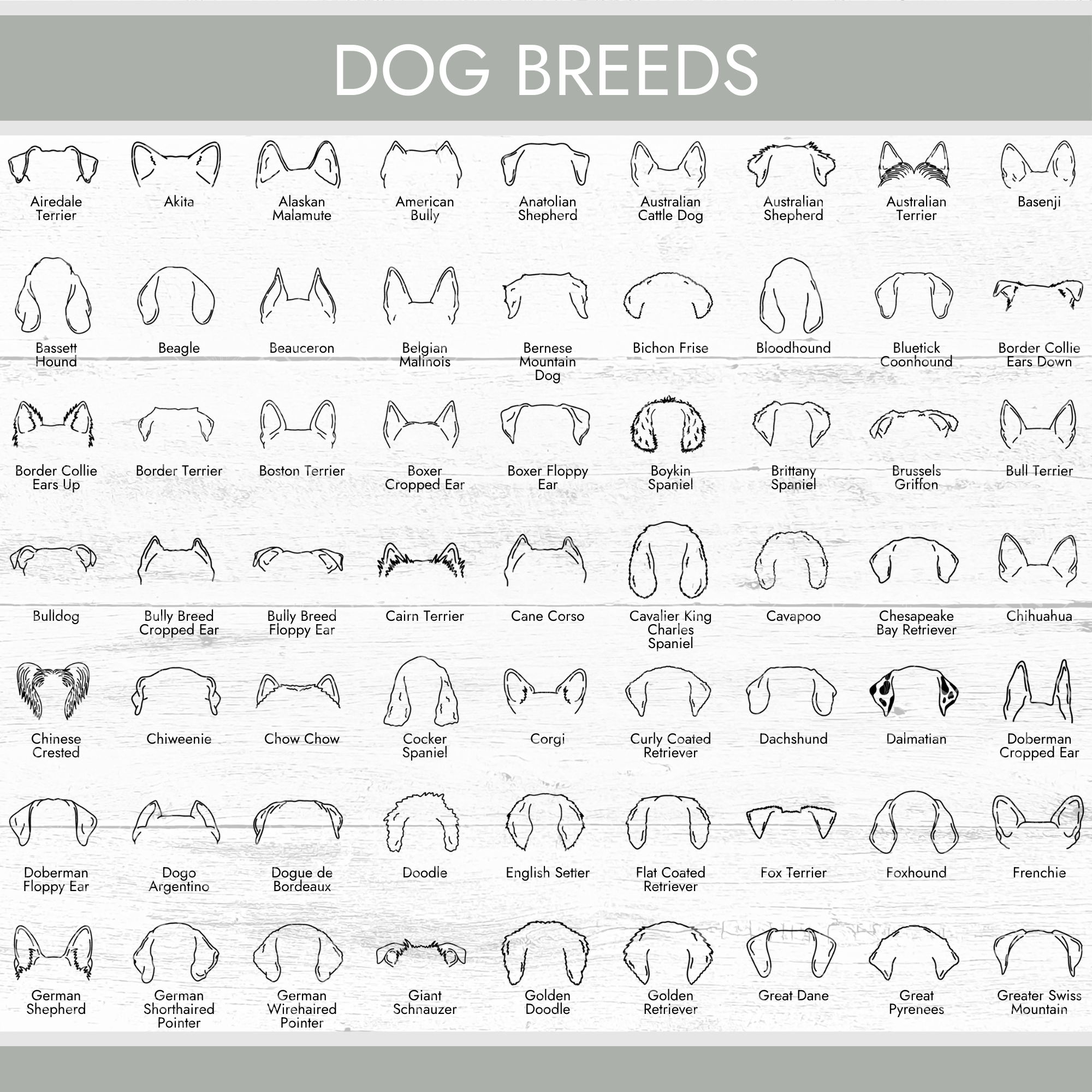 Personalized Dog Ear Outline Sign