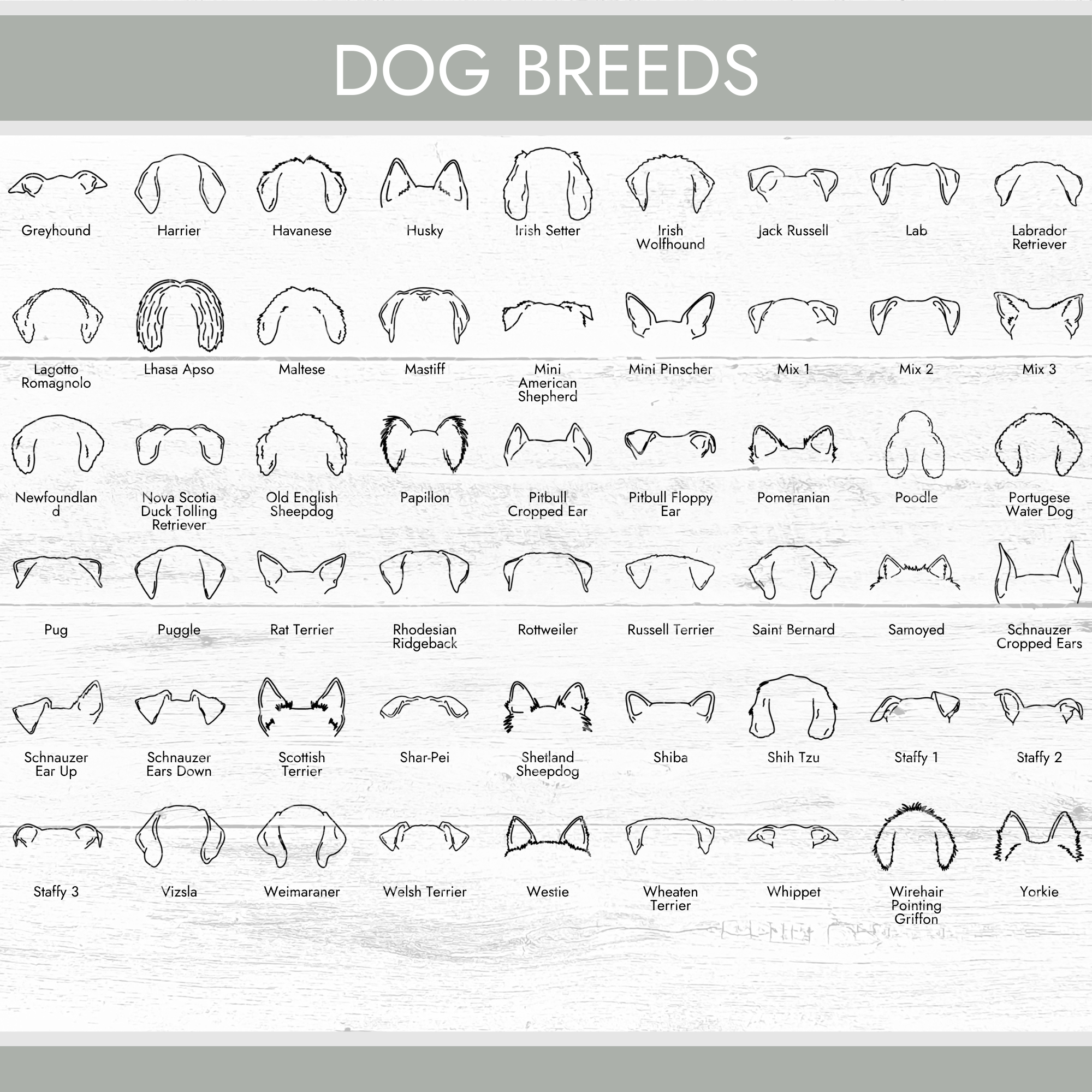 Personalized Dog Ear Outline Sign