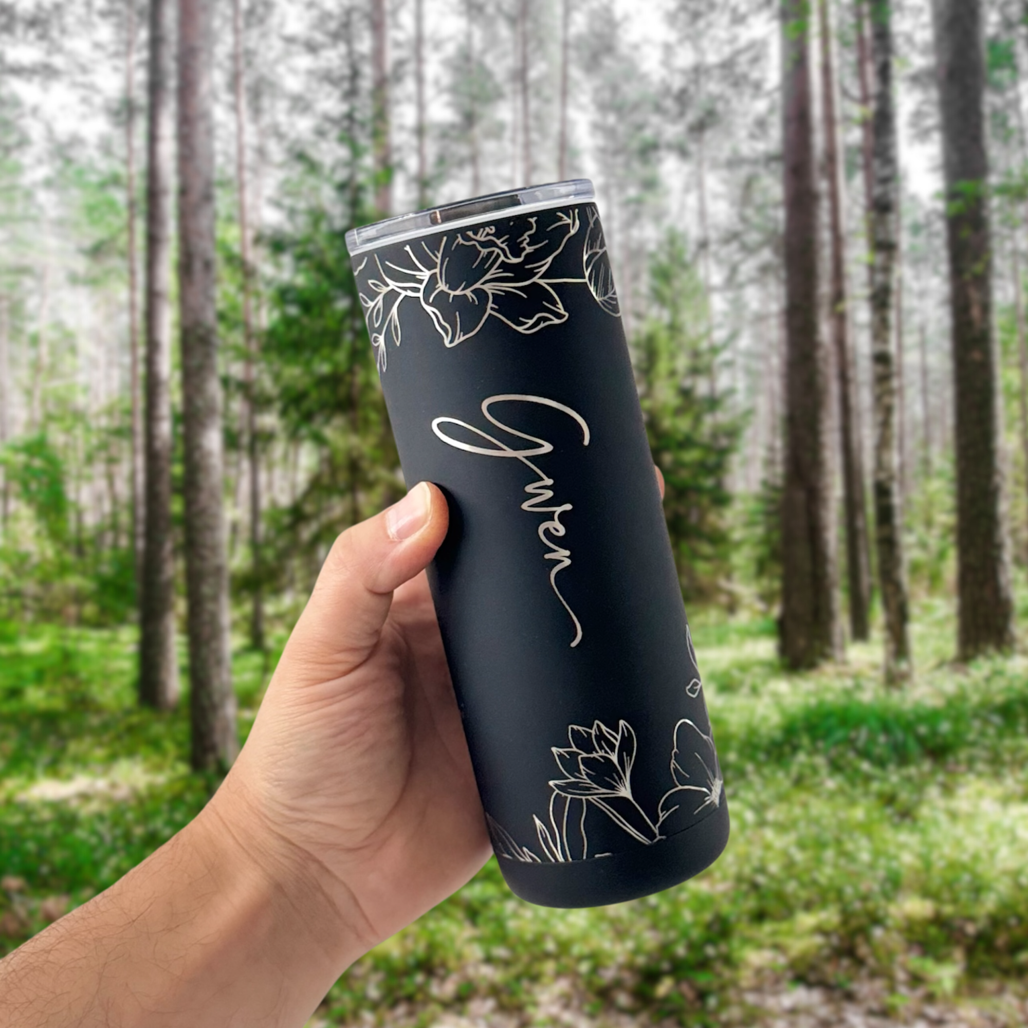 Personalized Floral Engraved Tumbler
