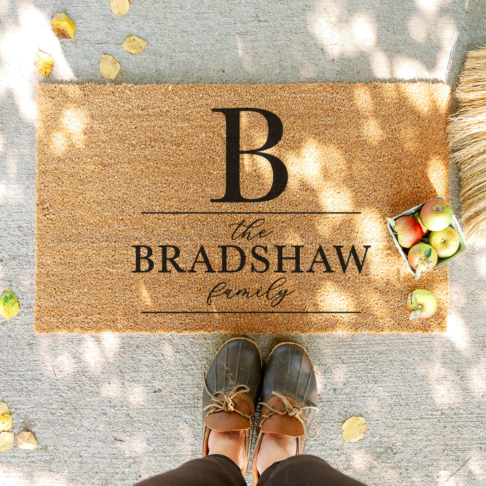 Personalized Family Name and Initial Coir Doormat