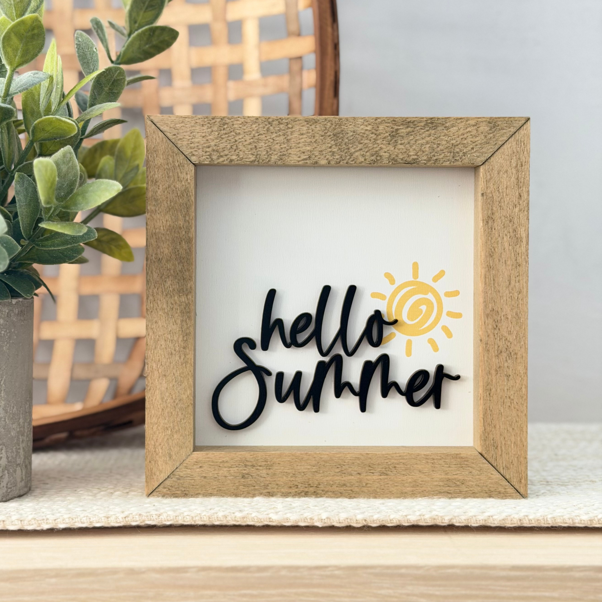 Hello Summer Wooden Framed Sign