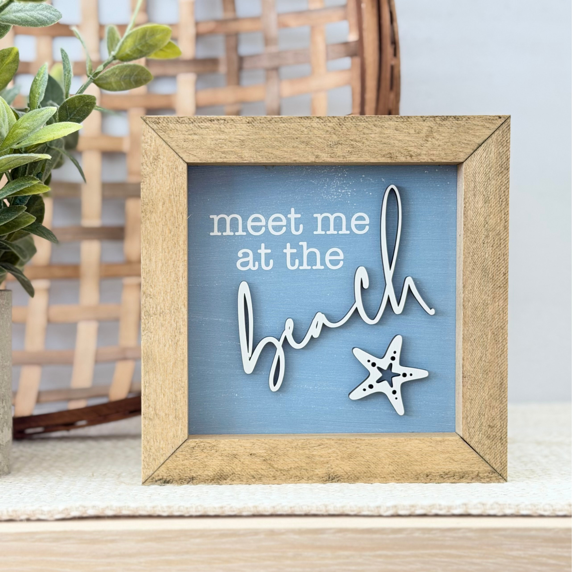 Meet Me At The Beach Wooden Framed Sign