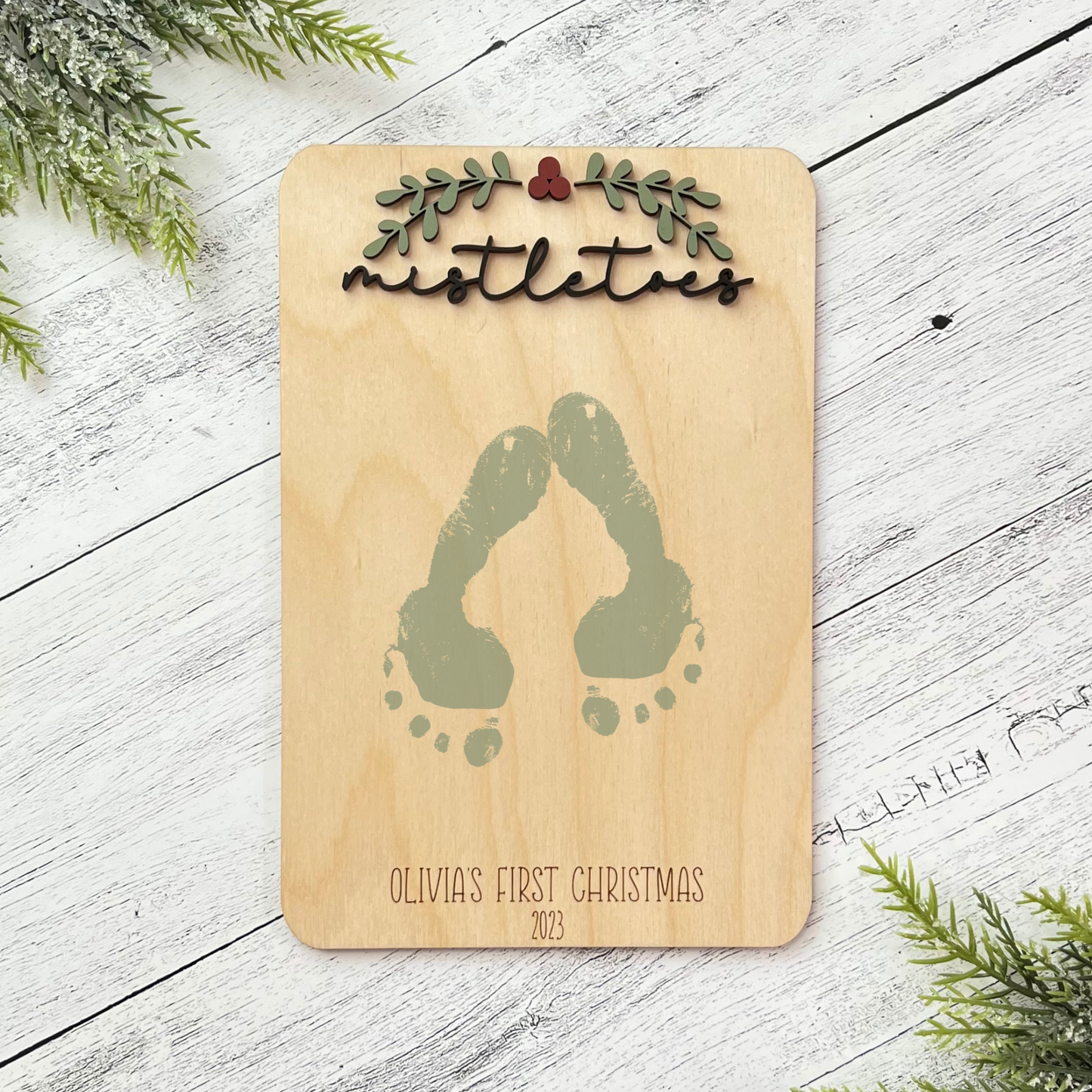 Christmas Newborn Announcement | Baby Christmas Footprint Sign