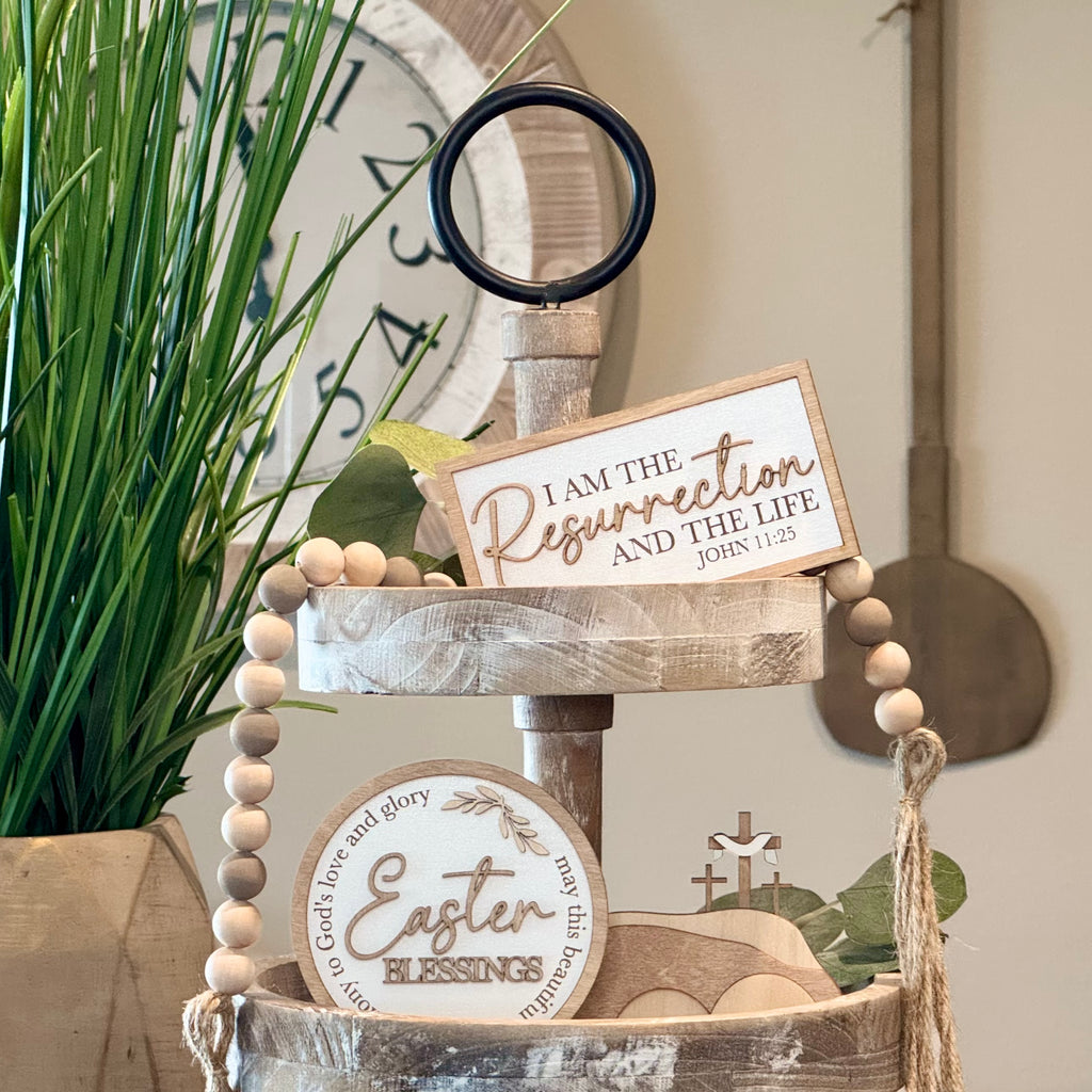 Religious Easter Tiered Tray Decor Bundle