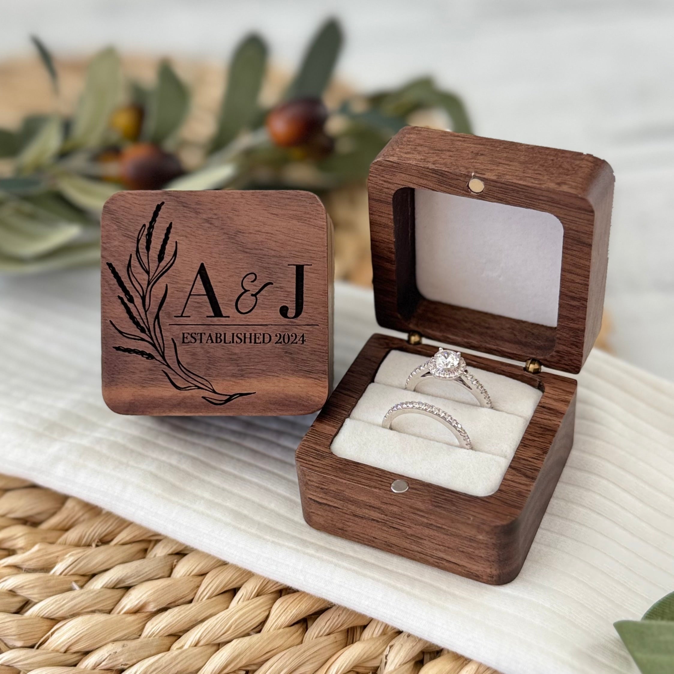 Personalized Wooden Wedding Ring Box