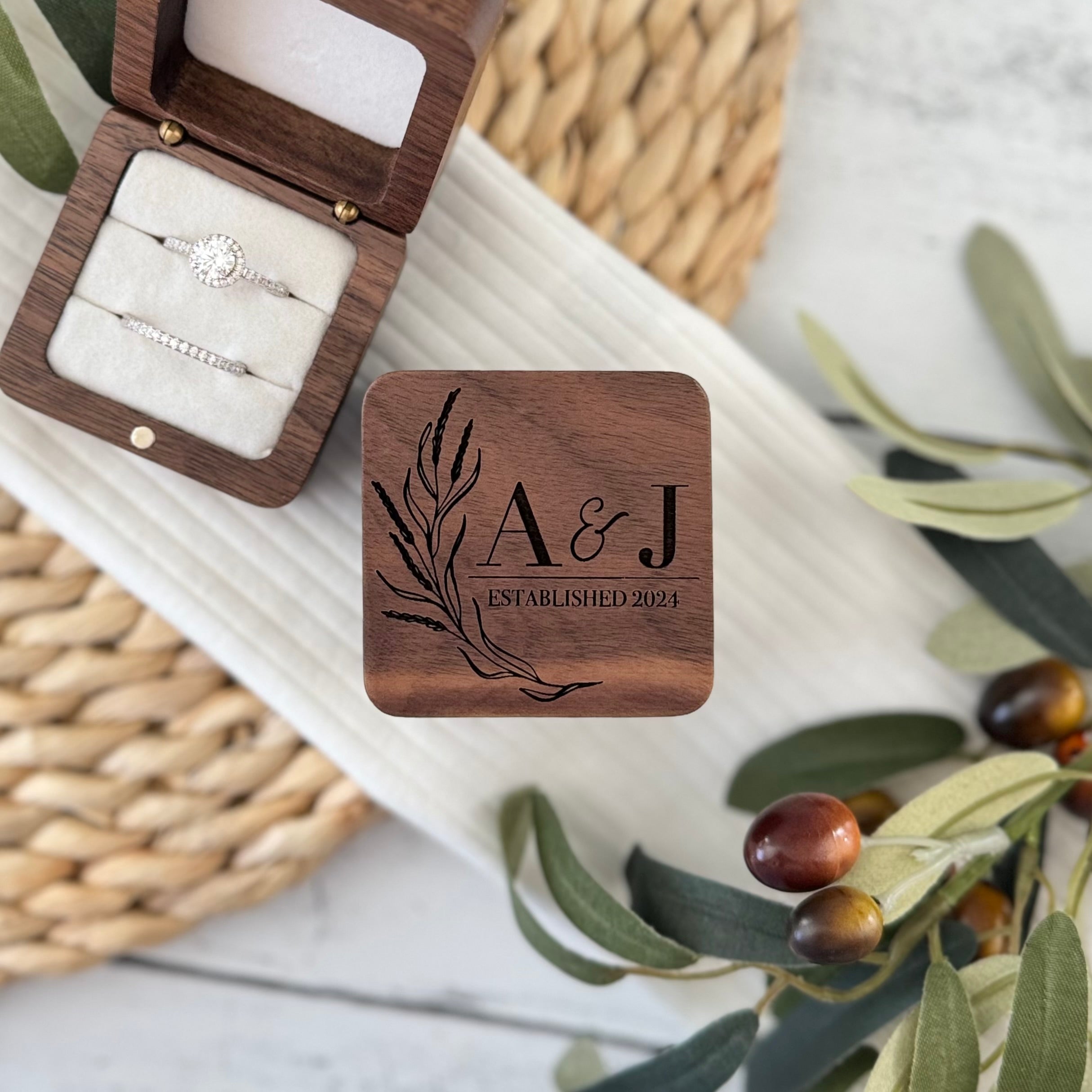 Personalized Wooden Wedding Ring Box