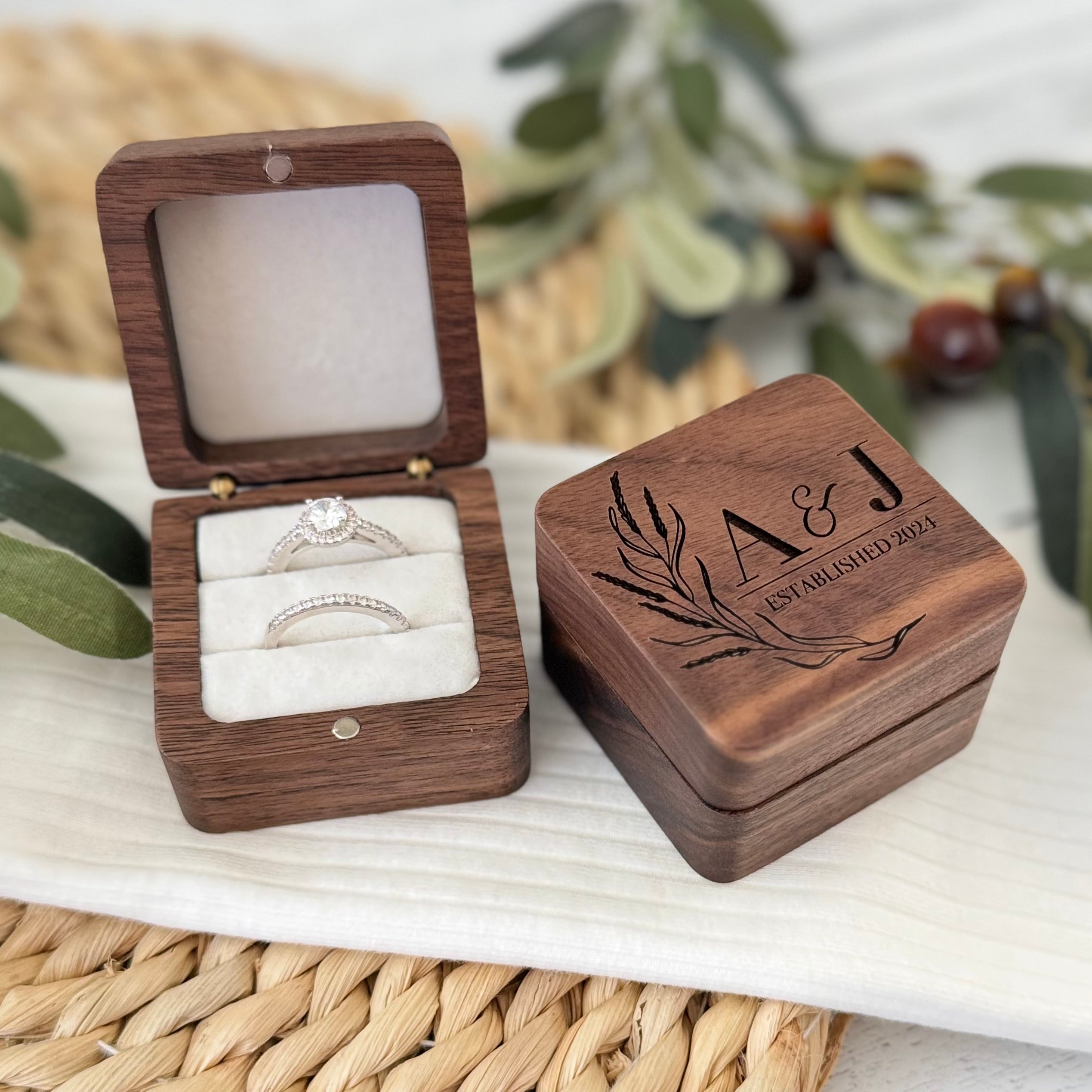 Personalized Wooden Wedding Ring Box