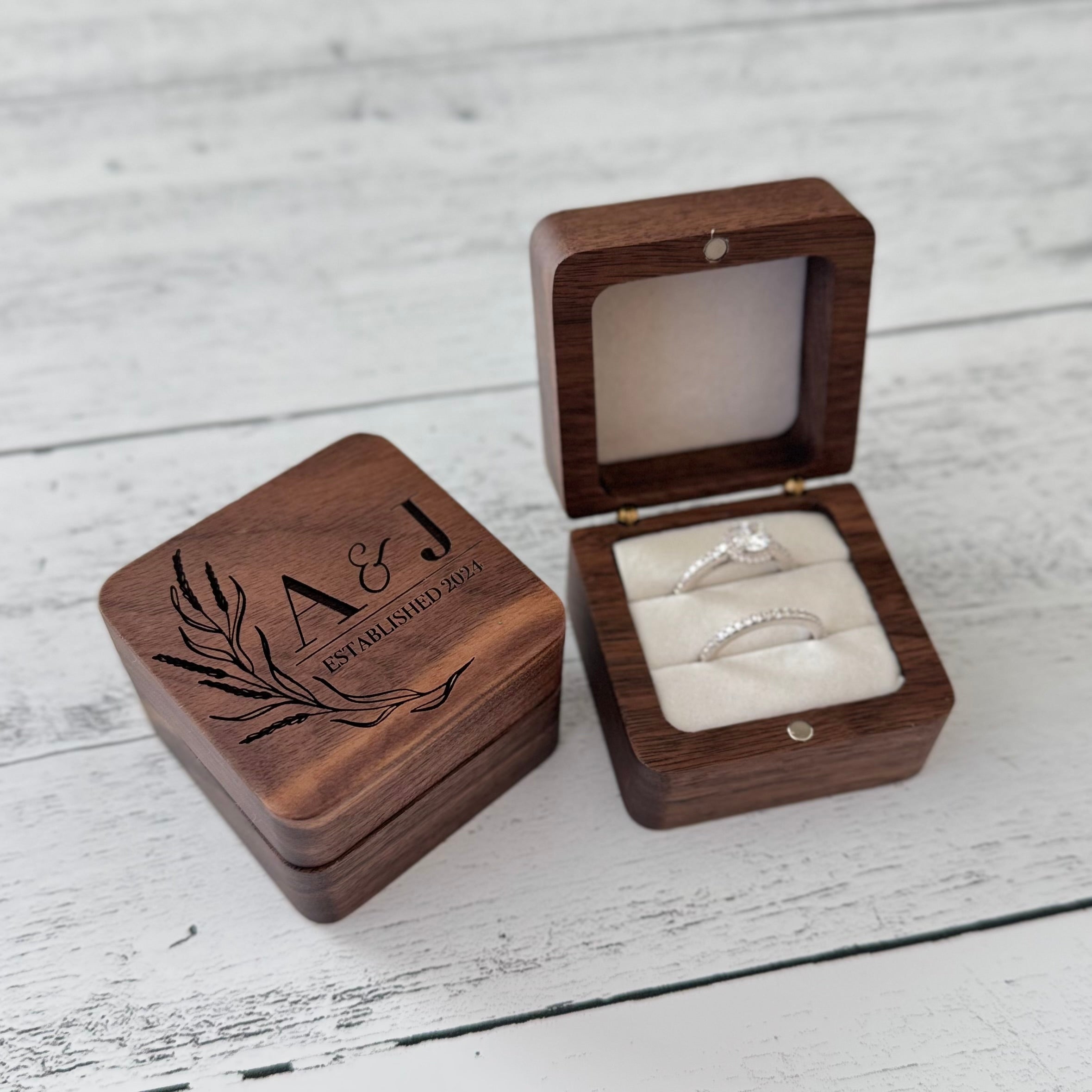 Personalized Wooden Wedding Ring Box