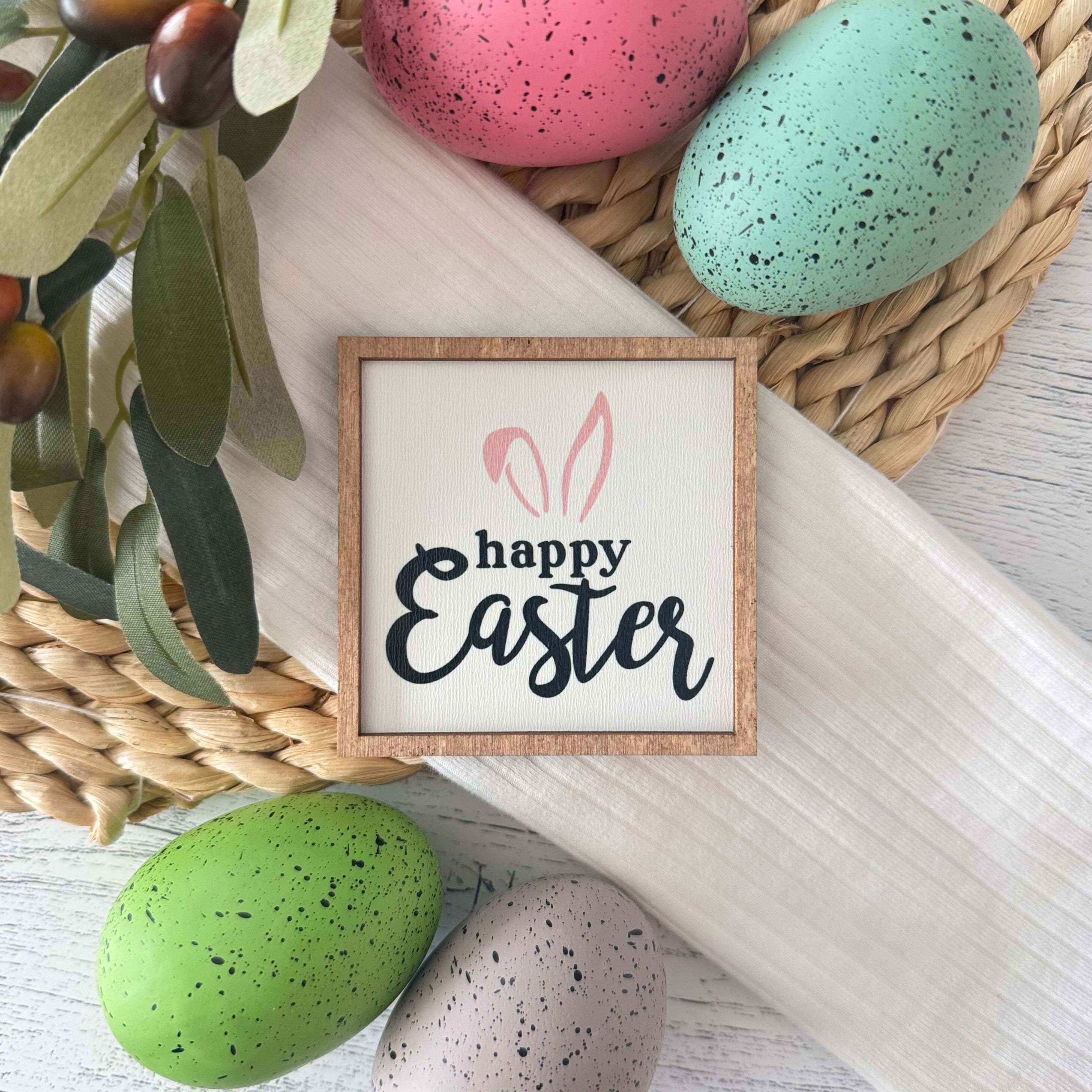 Mini Framed Easter Sign | Happy Easter Sign