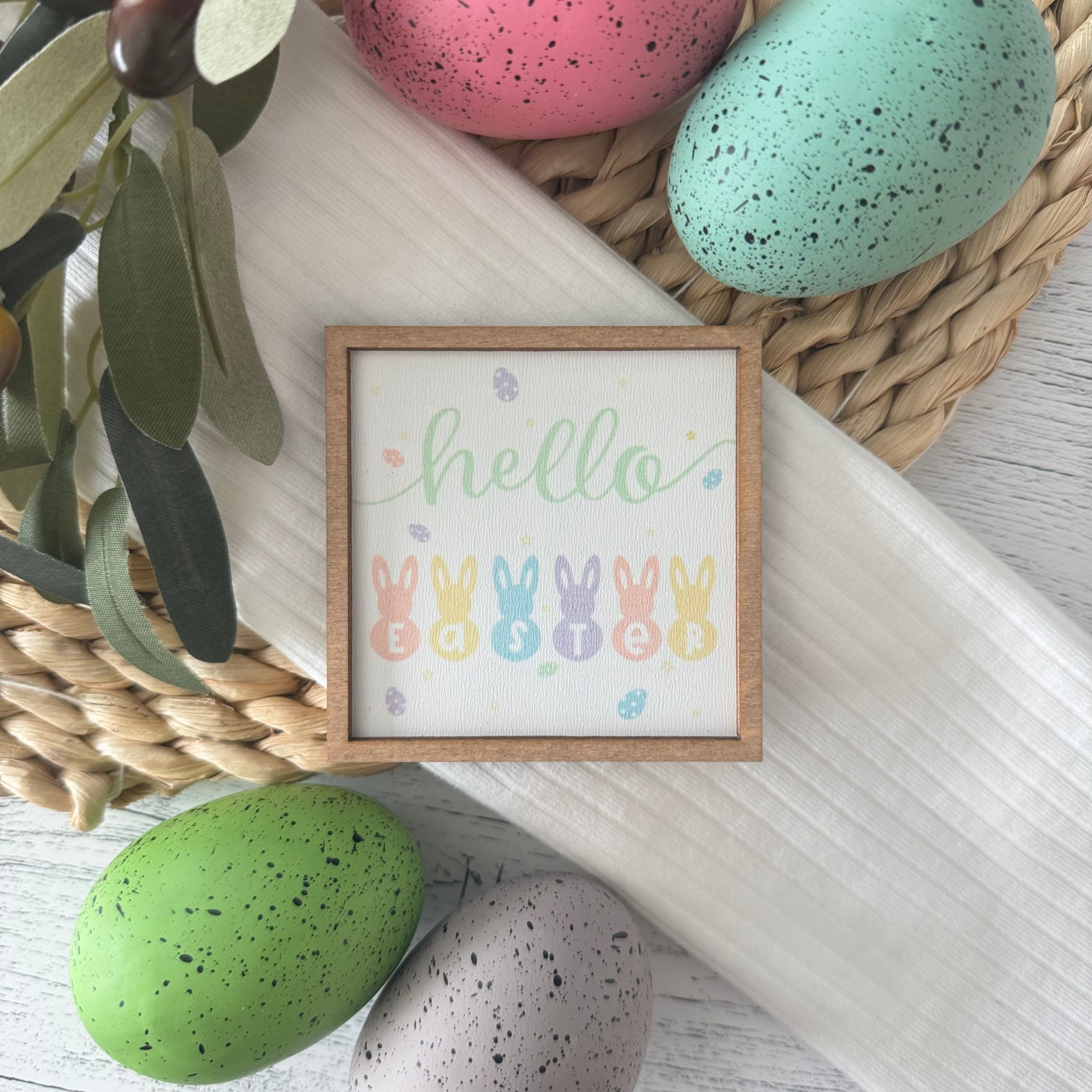 Mini Framed Easter Sign | Hello Easter Sign