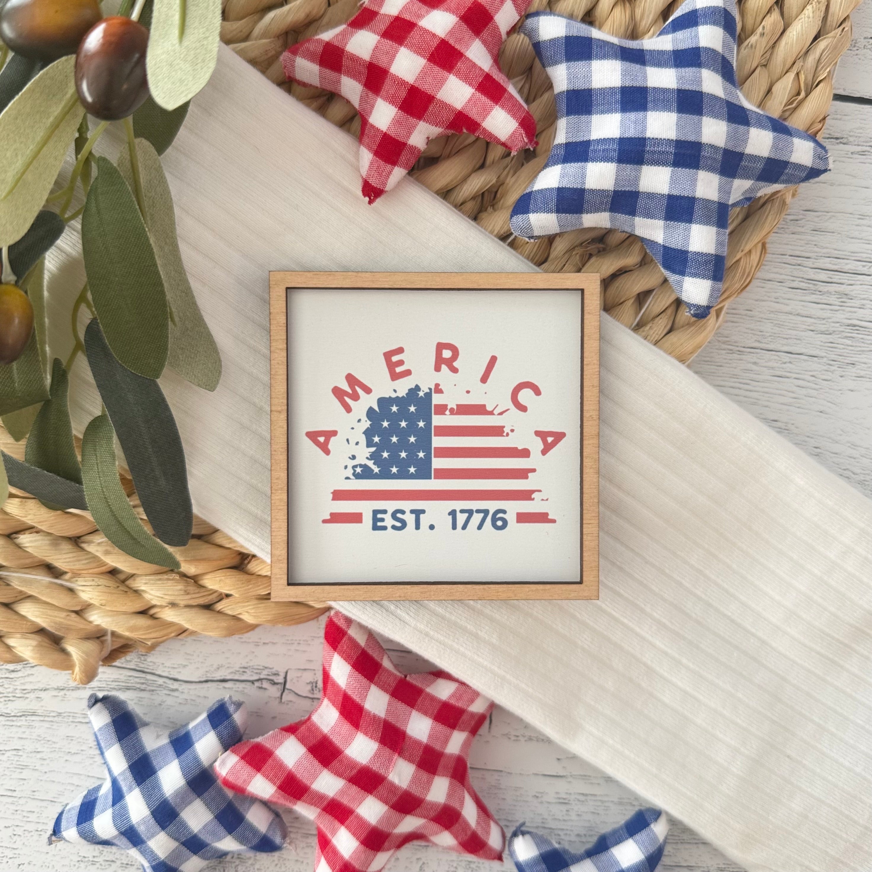 Mini Framed 4th Of July Sign | America Est. 1776