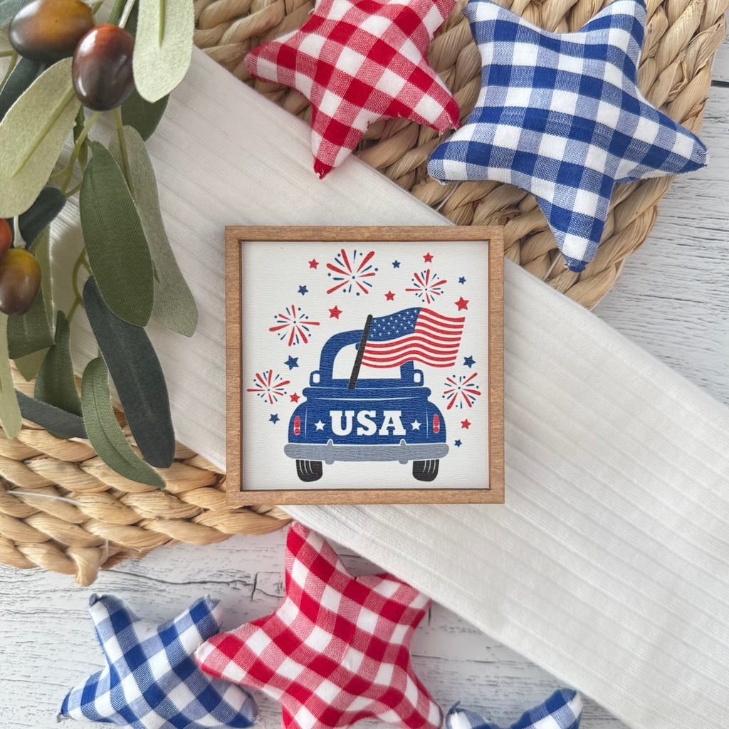 Mini Framed 4th Of July Sign | Fourth of July USA Truck