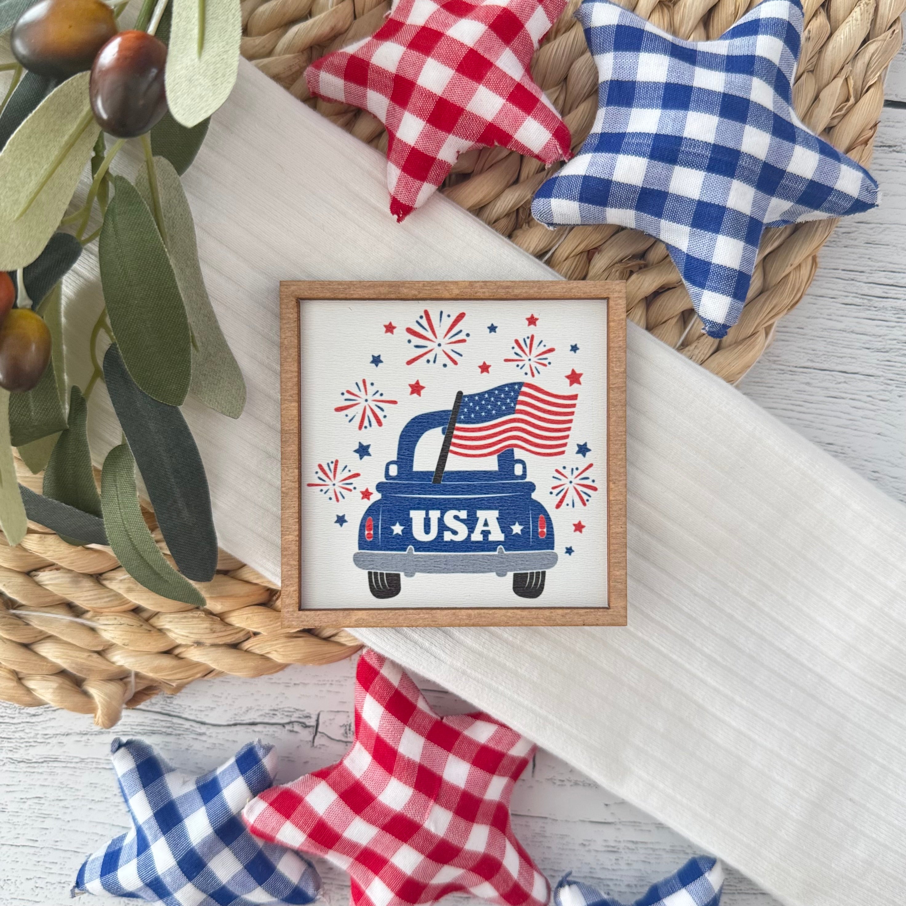 Mini Framed 4th Of July Sign | Fourth of July USA Truck