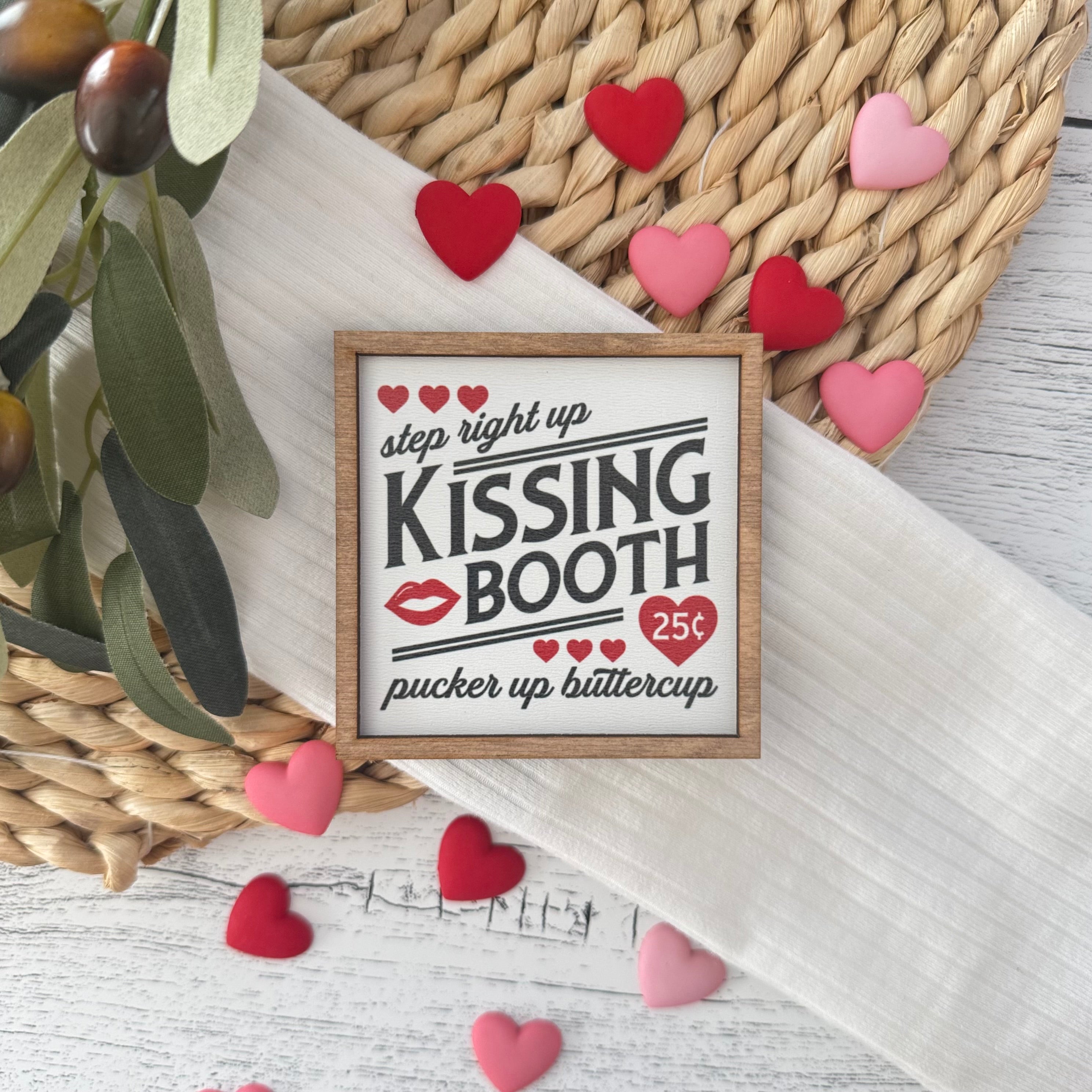 Mini Framed Valentine's Day Sign | Kissing Booth Sign