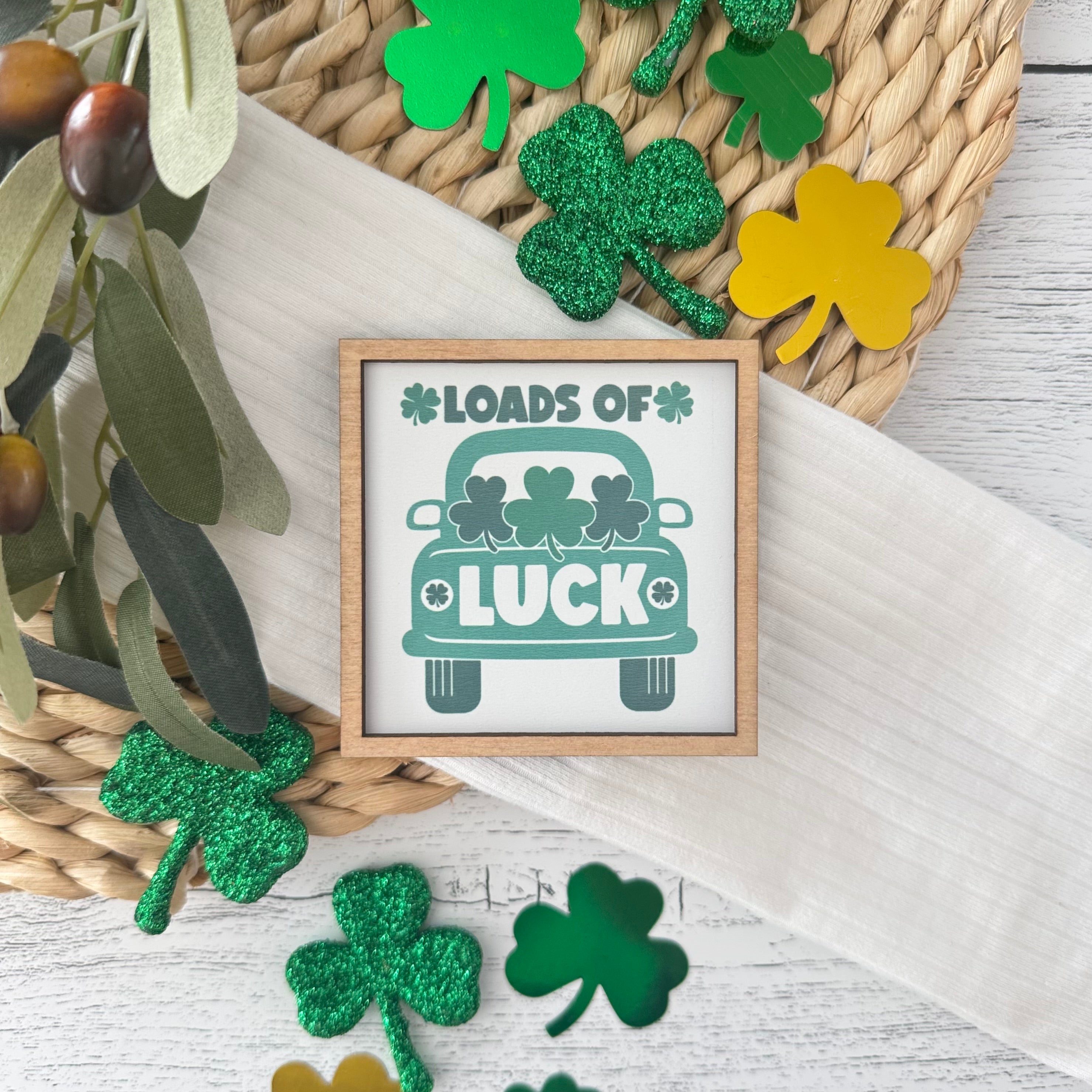 Mini Framed St. Patrick's Day Sign | Loads Of Luck Sign