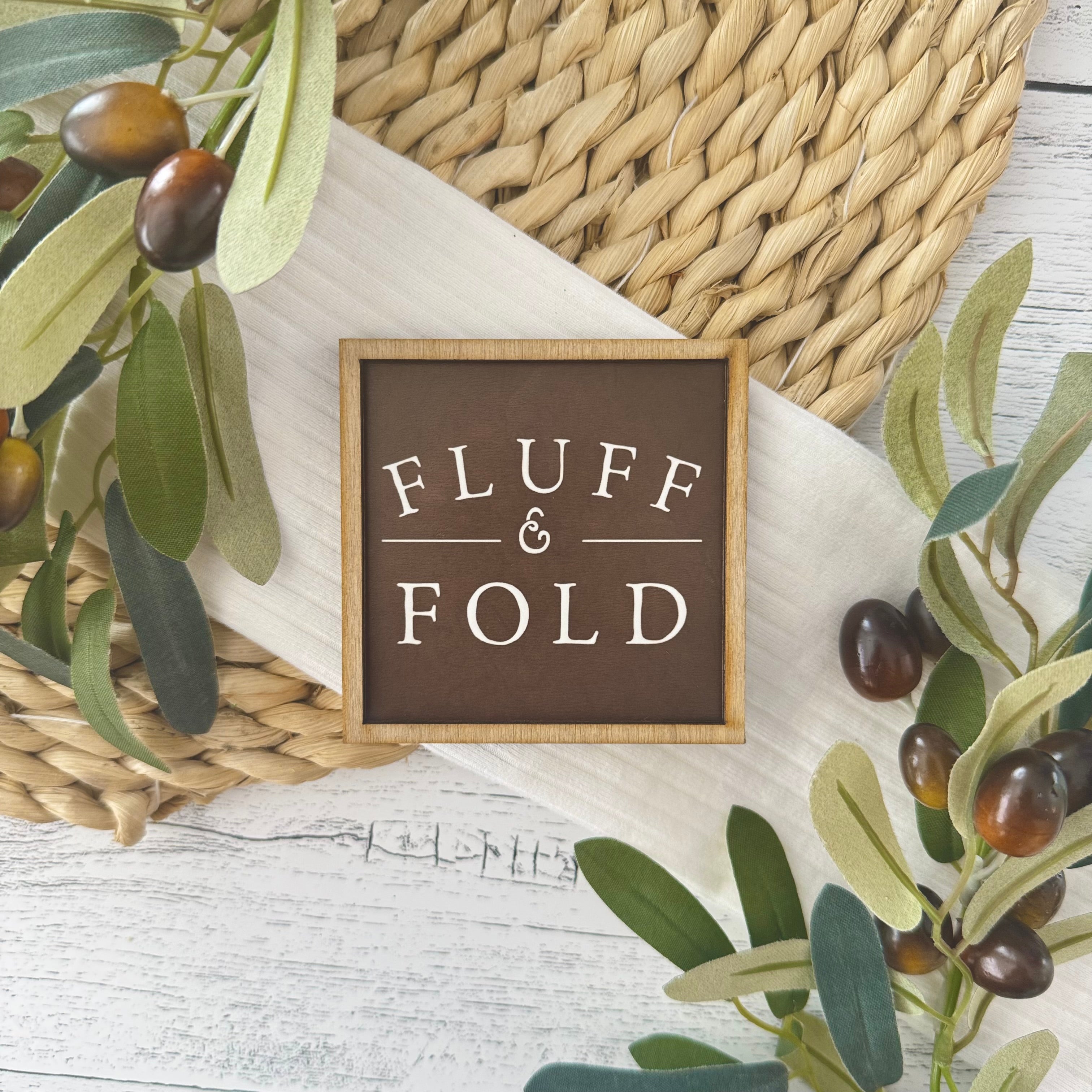 Mini Framed Laundry Themed Sign | Fluff & Fold