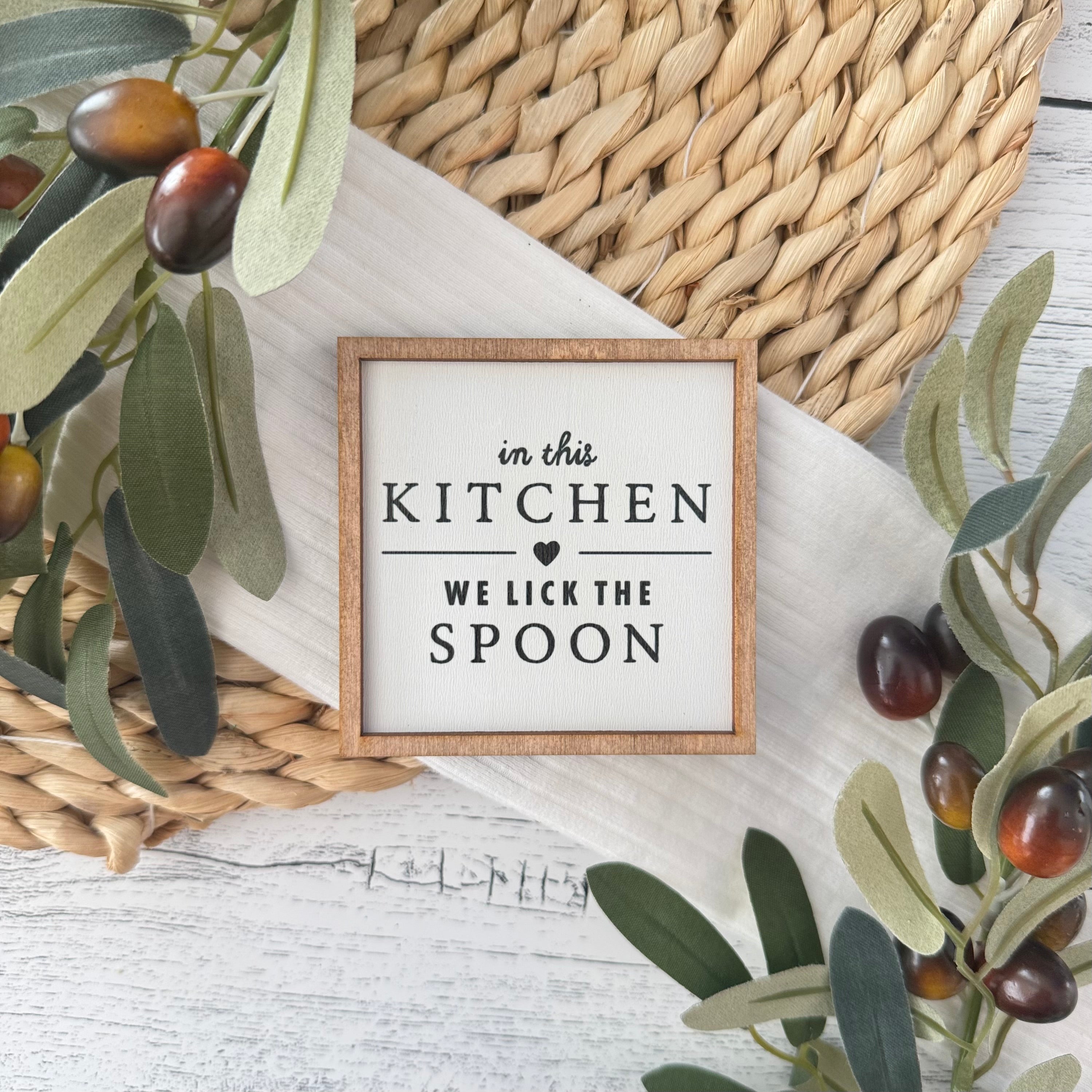 Mini Framed Kitchen Themed Sign | Lick The Spoon