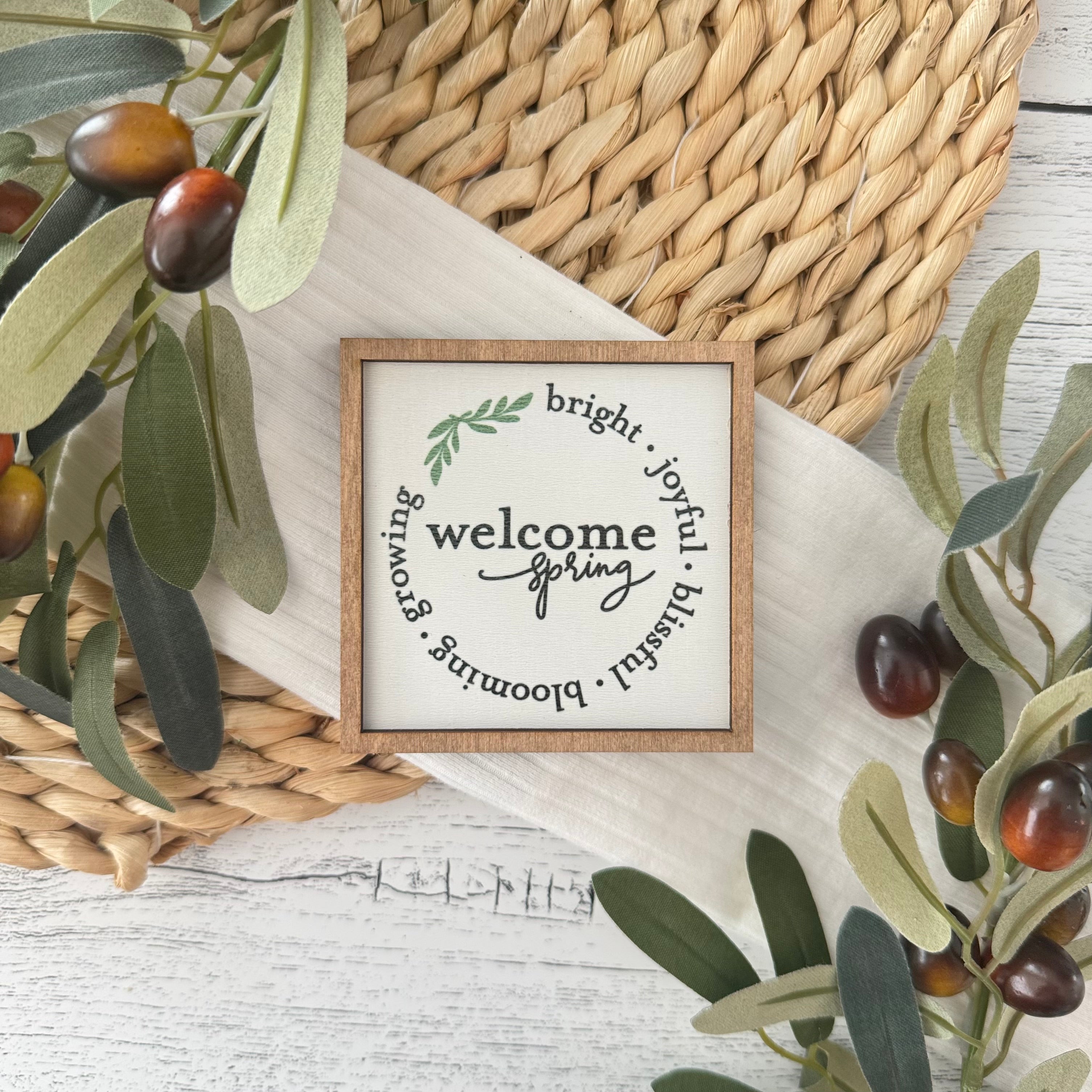 Mini Framed Spring Sign | Welcome Spring Sign