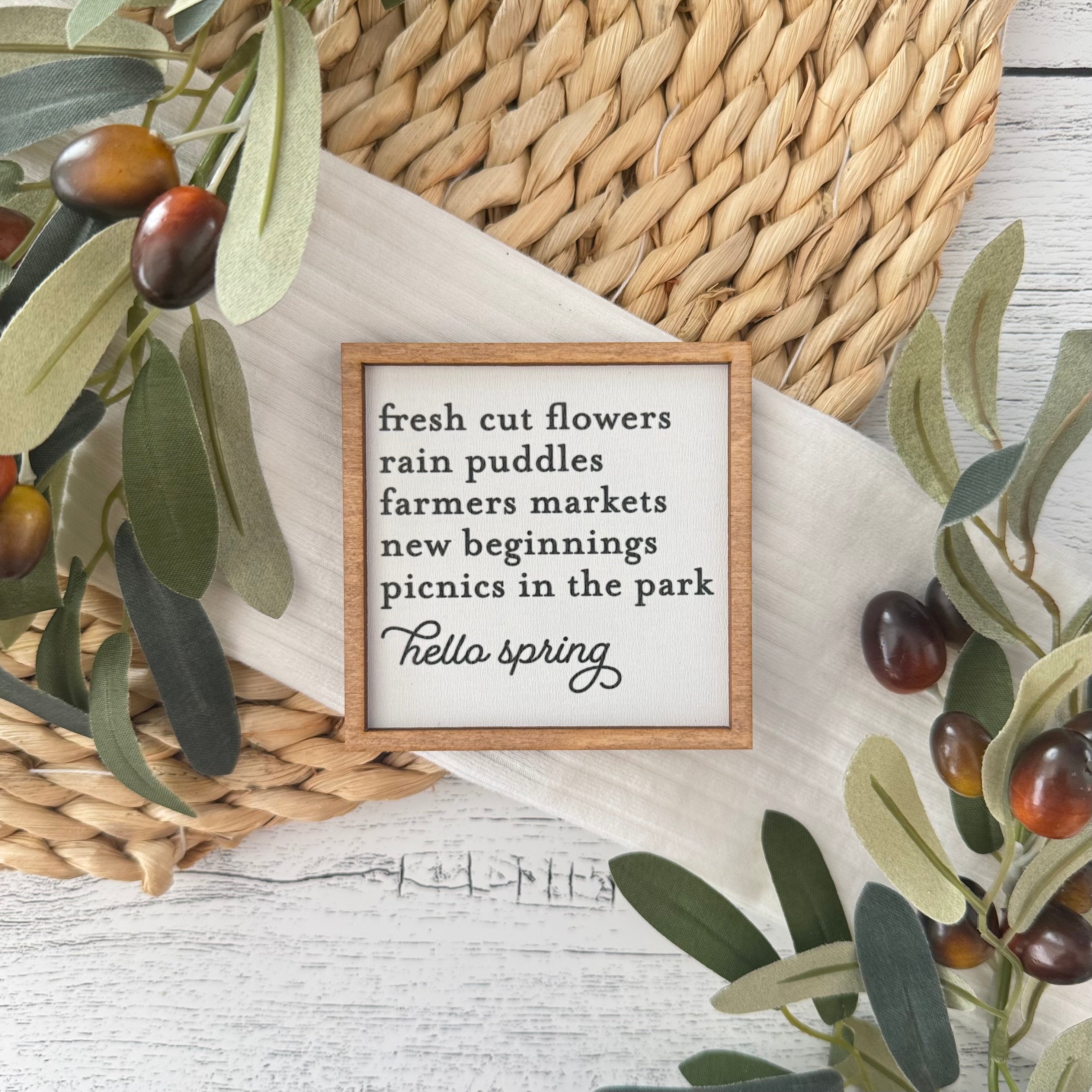 Mini Framed Spring Sign | Hello Spring Sign