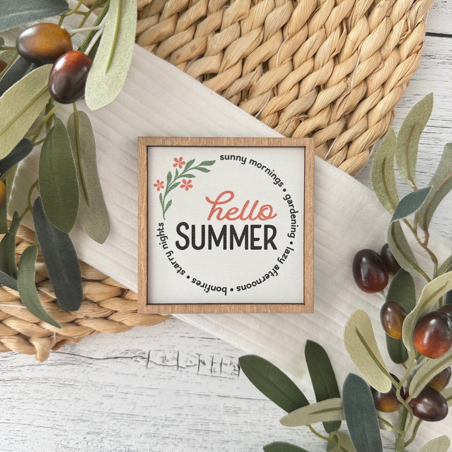 Mini Framed Summer Themed Sign | Hello Summer