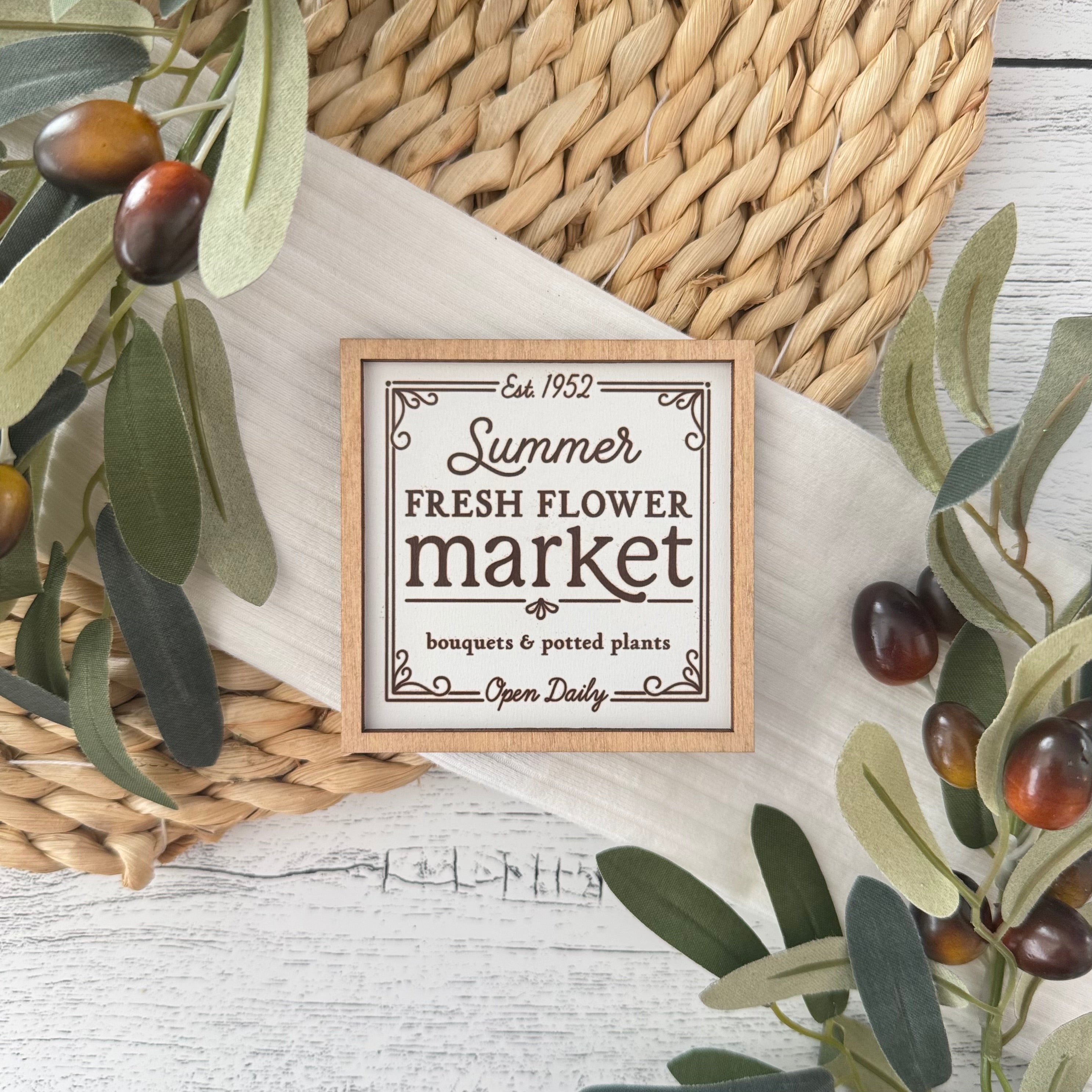 Mini Framed Summer Themed Sign | Summer Flower Market
