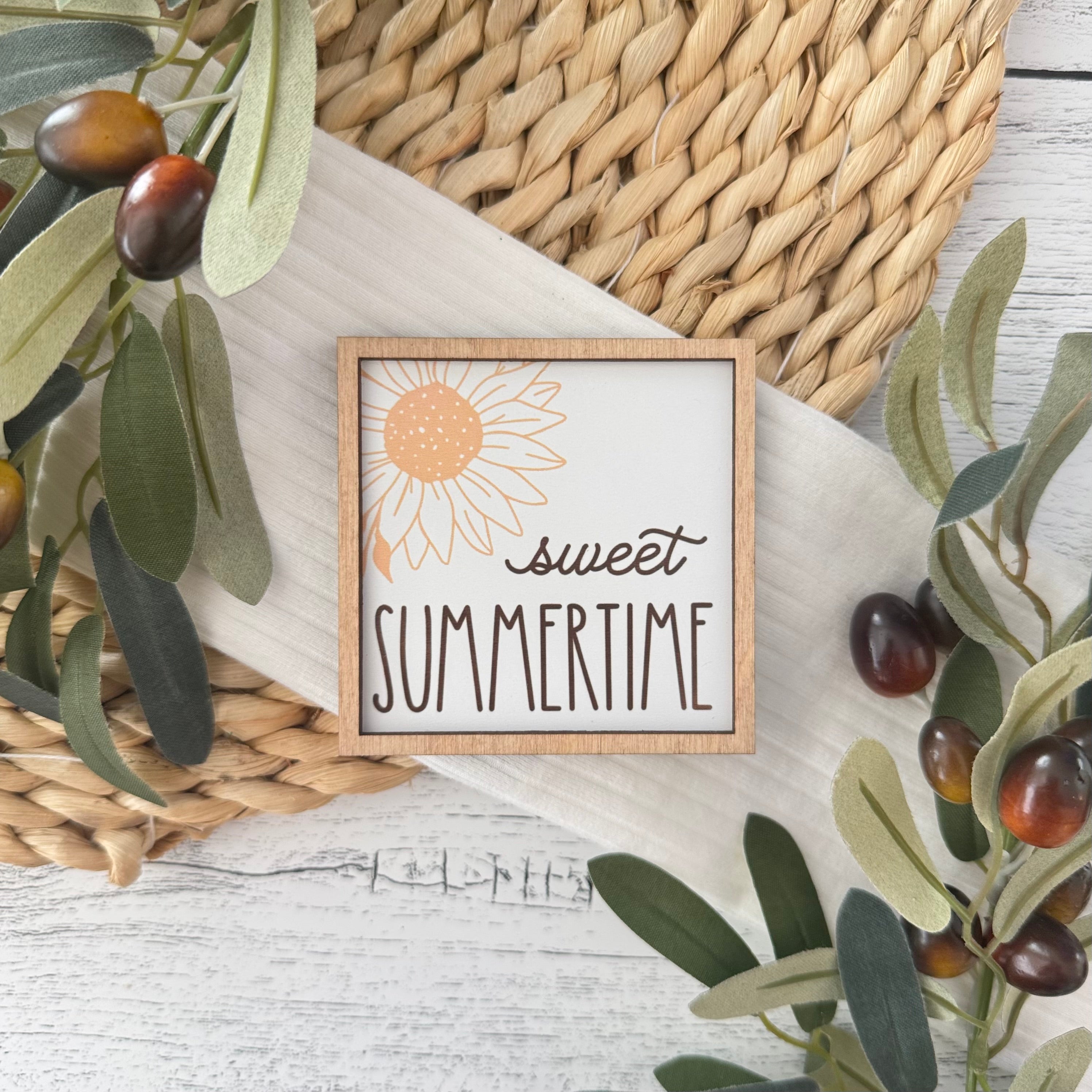 Mini Framed Summer Themed Sign | Sweet Summer Time-Sunflower