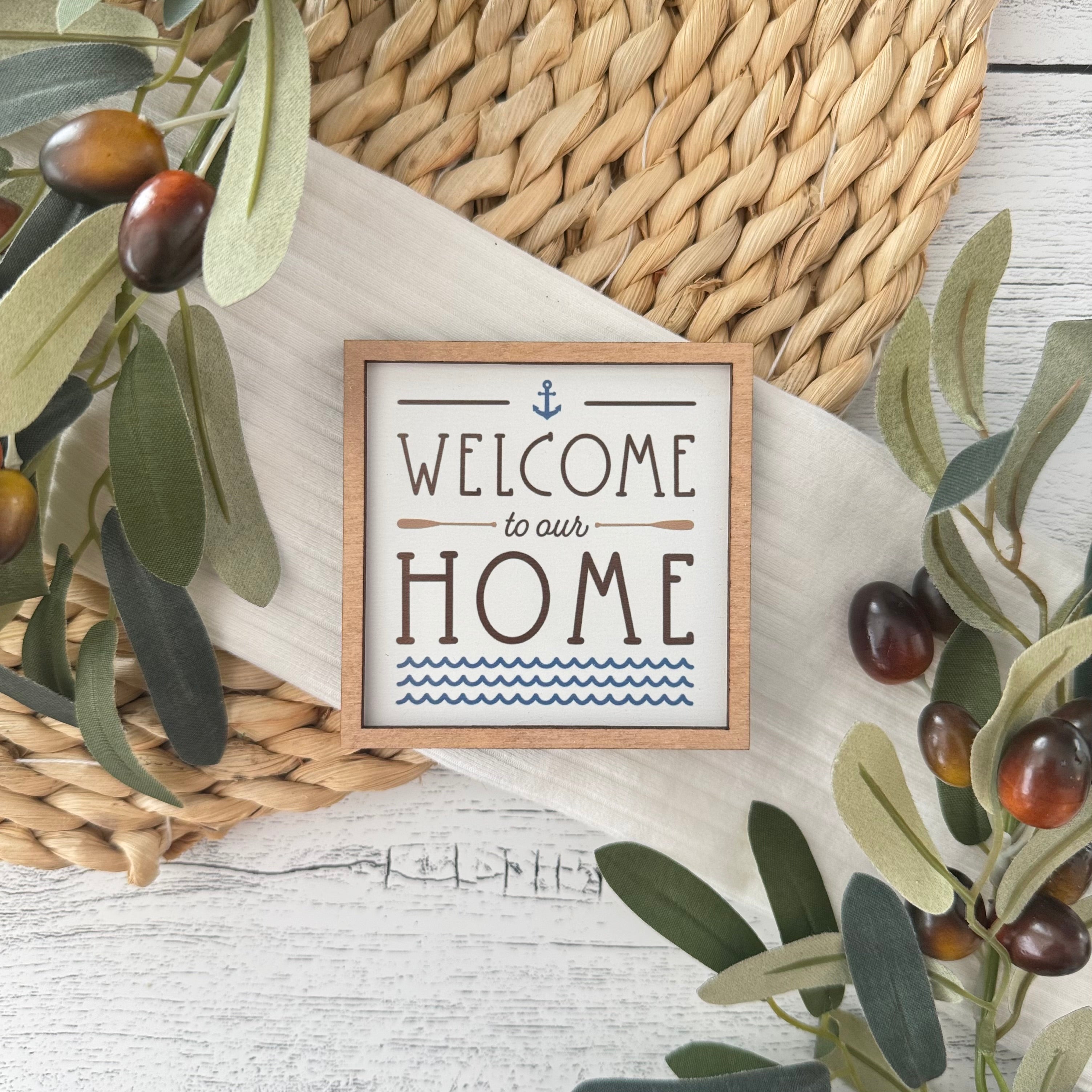 Mini Framed Nautical Themed Sign | Welcome To Our Home