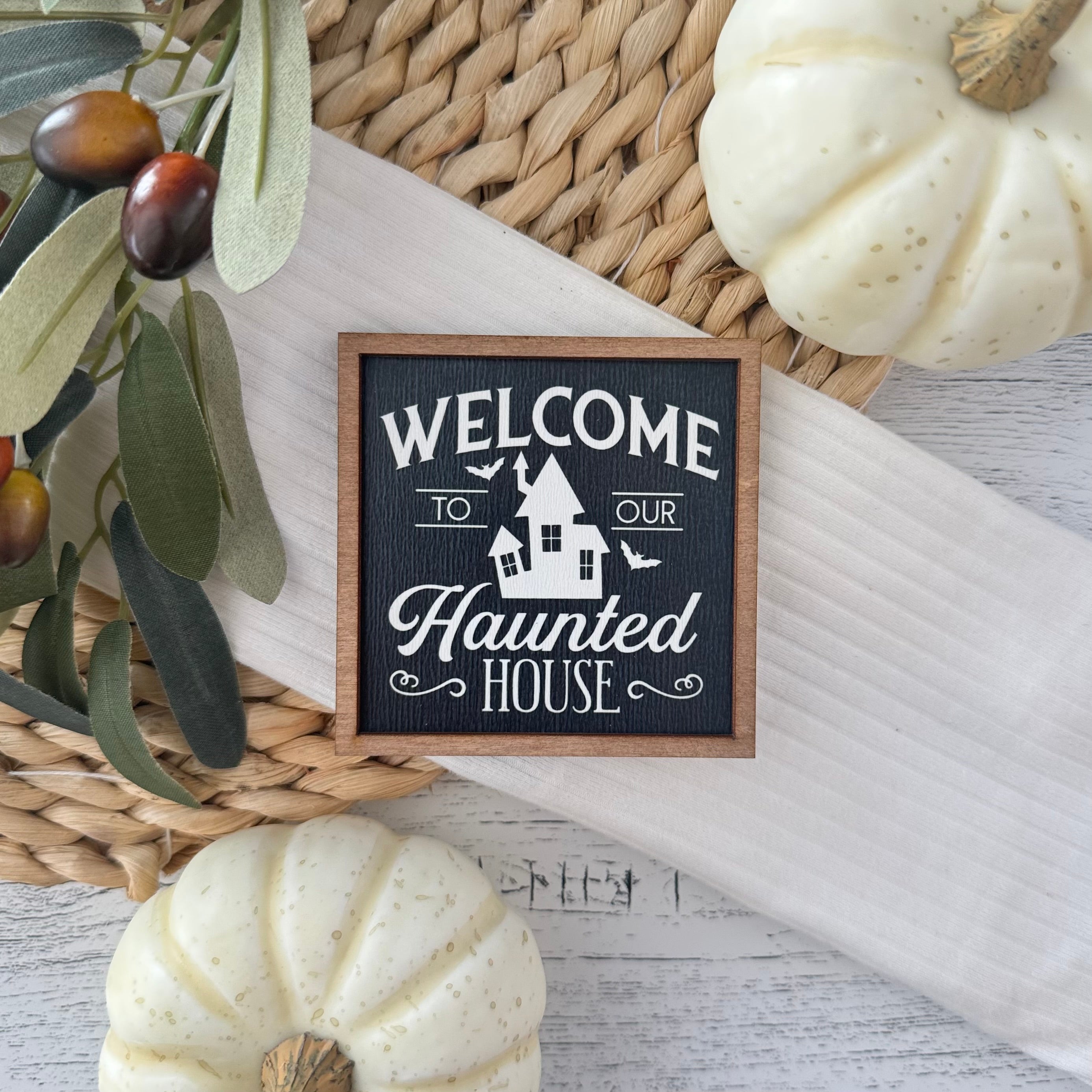 Mini Framed Halloween Sign | Welcome To Our Haunted House Sign
