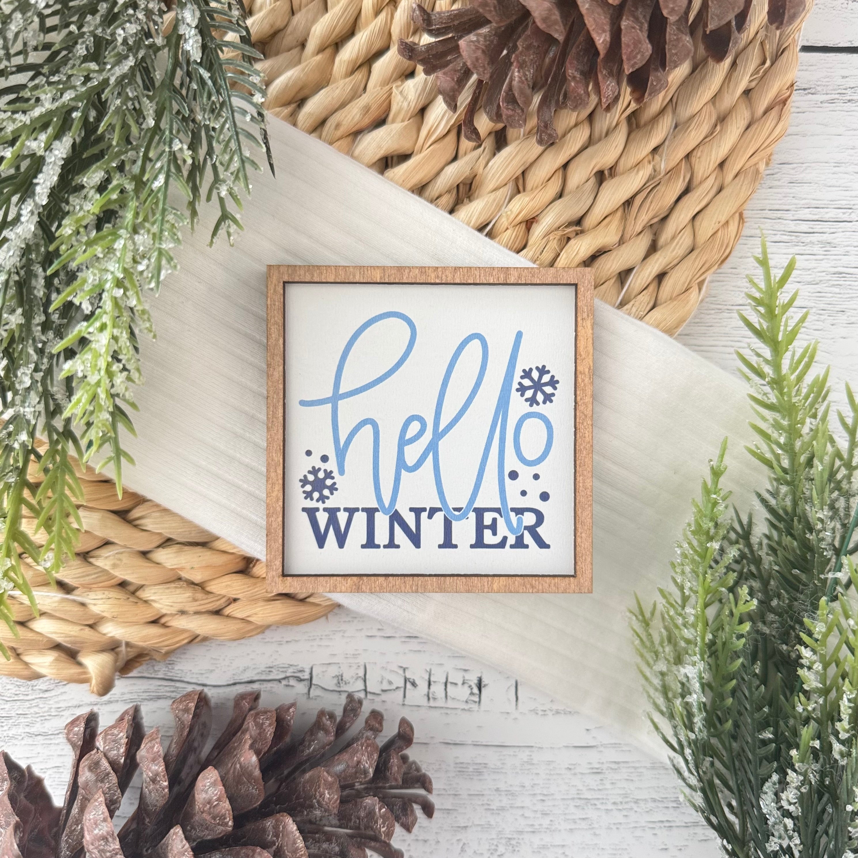 Mini Framed Winter Sign | Hello Winter Sign