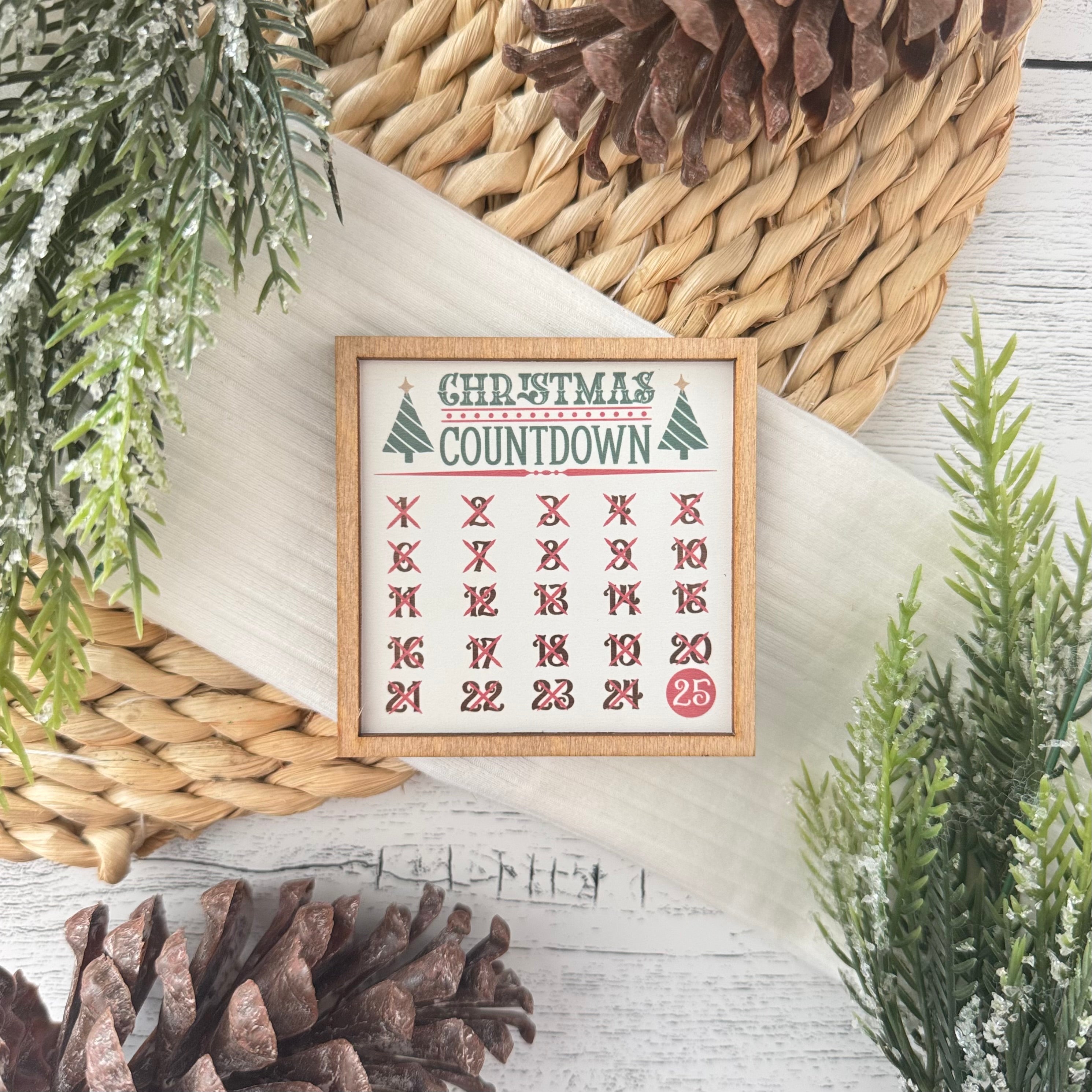 Mini Framed Christmas Sign | Christmas Countdown Sign