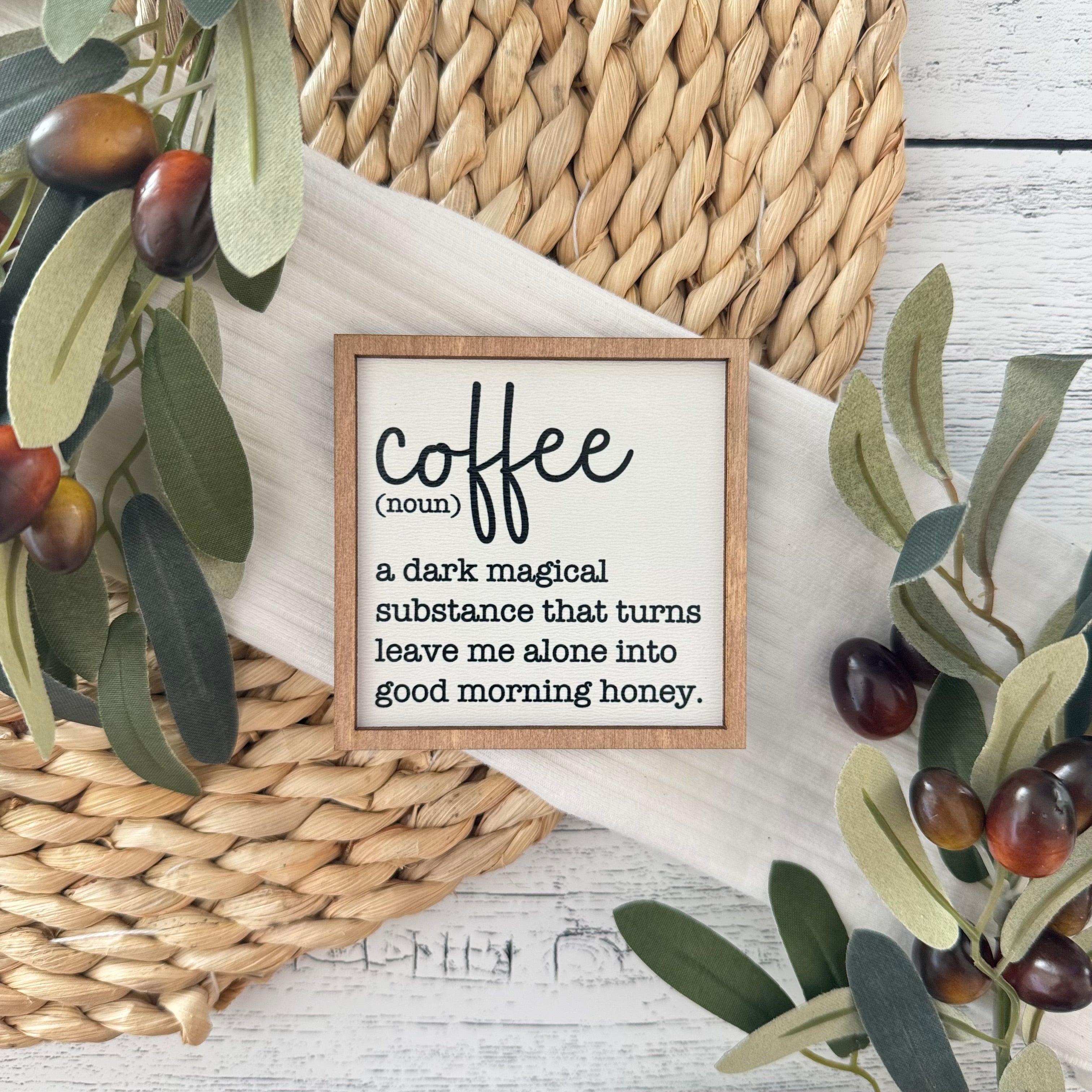 Mini Framed Coffee Themed Sign | Coffee Definition Sign