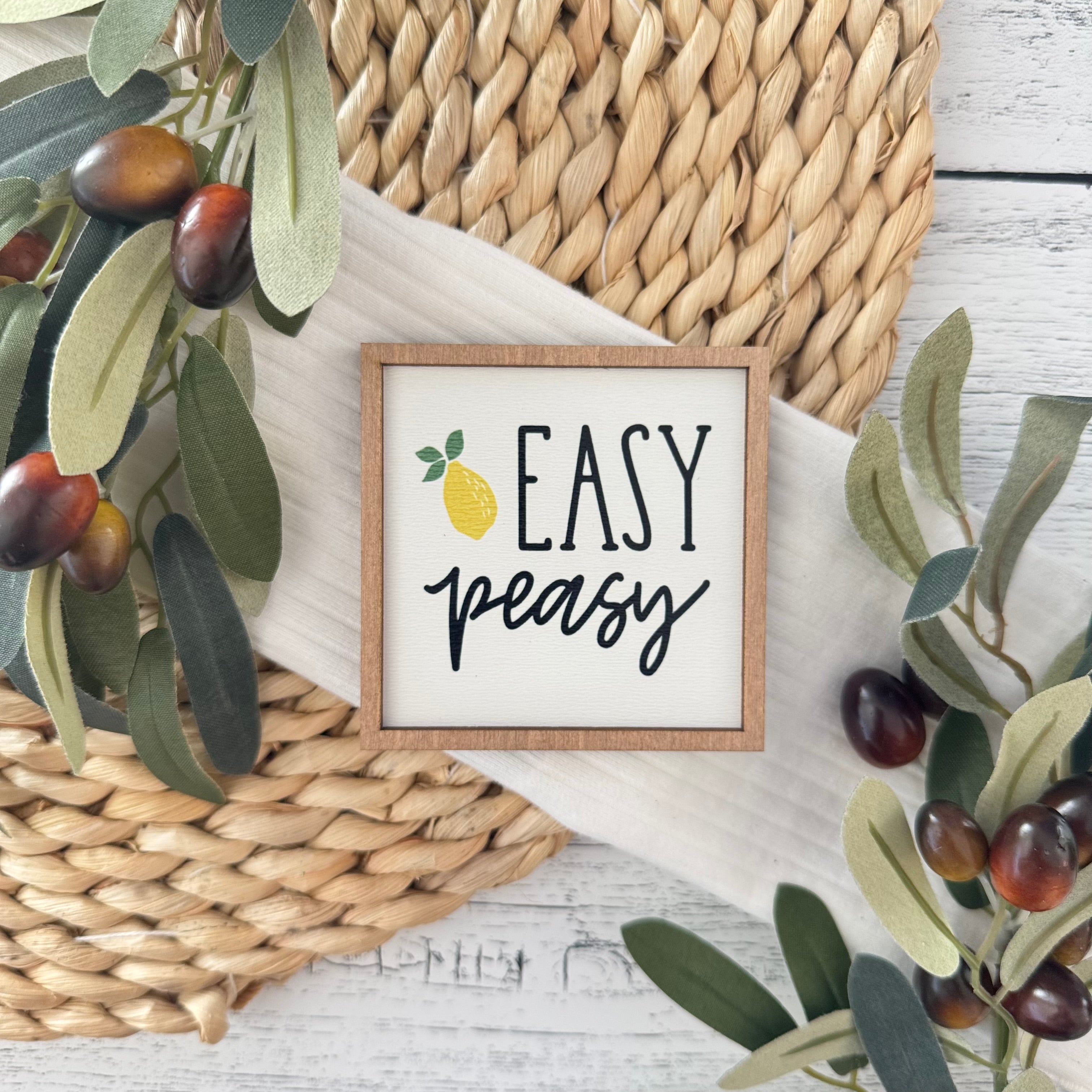 Mini Framed Lemon Themed Sign | Easy Peasy