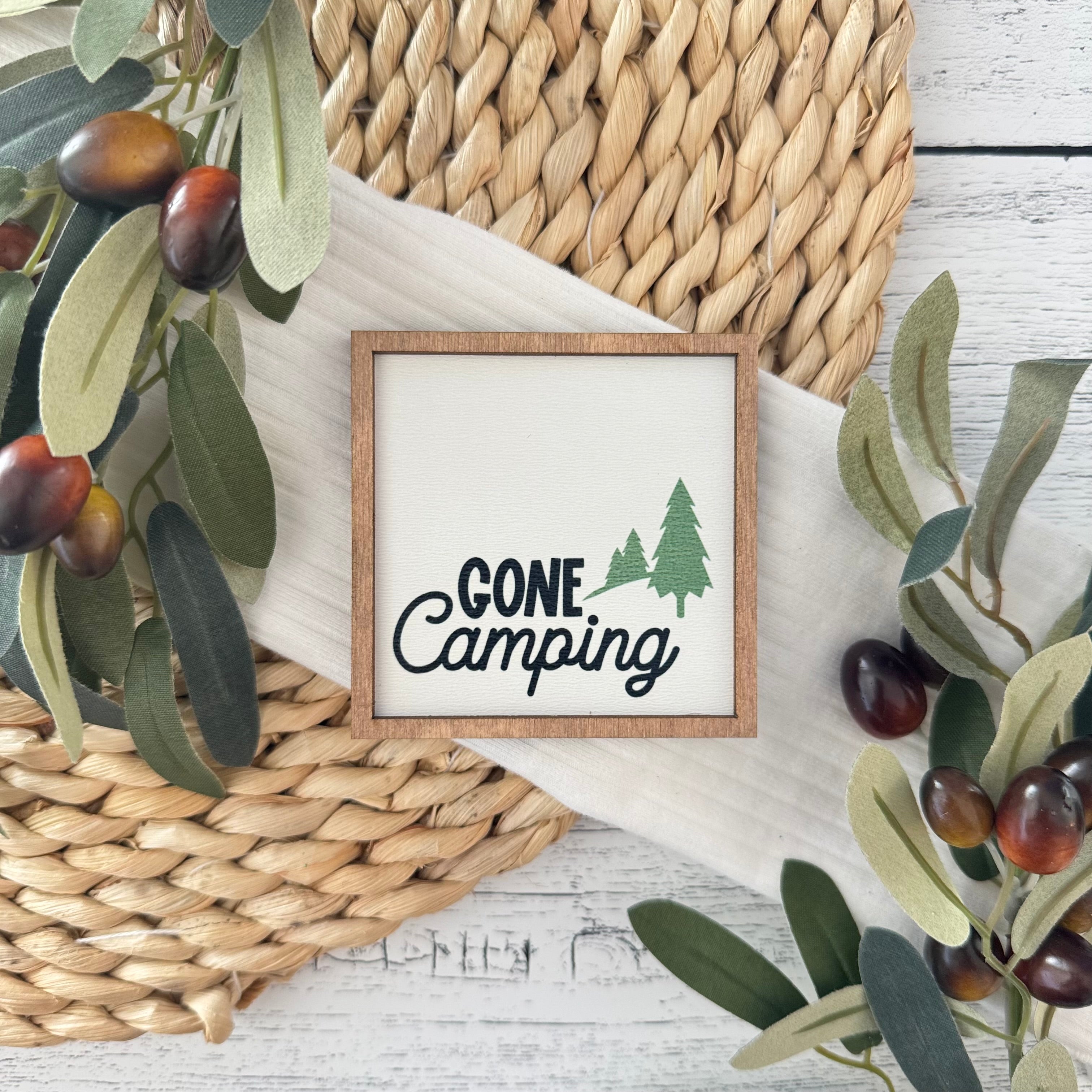 Mini Framed Camping Themed Sign | Gone Camping
