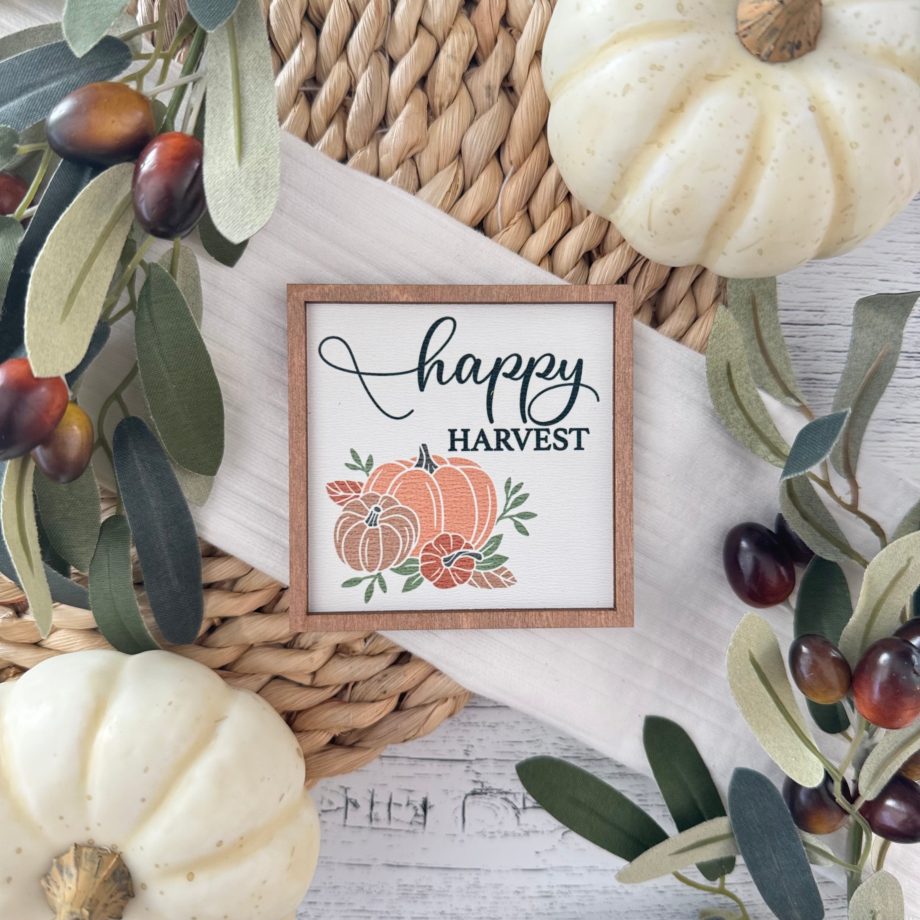 Mini Framed Fall Sign | Happy Harvest Sign