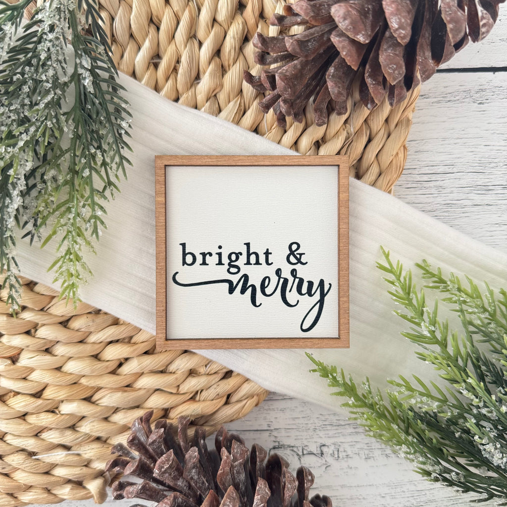 Mini Framed Christmas Sign | Bright & Merry Sign