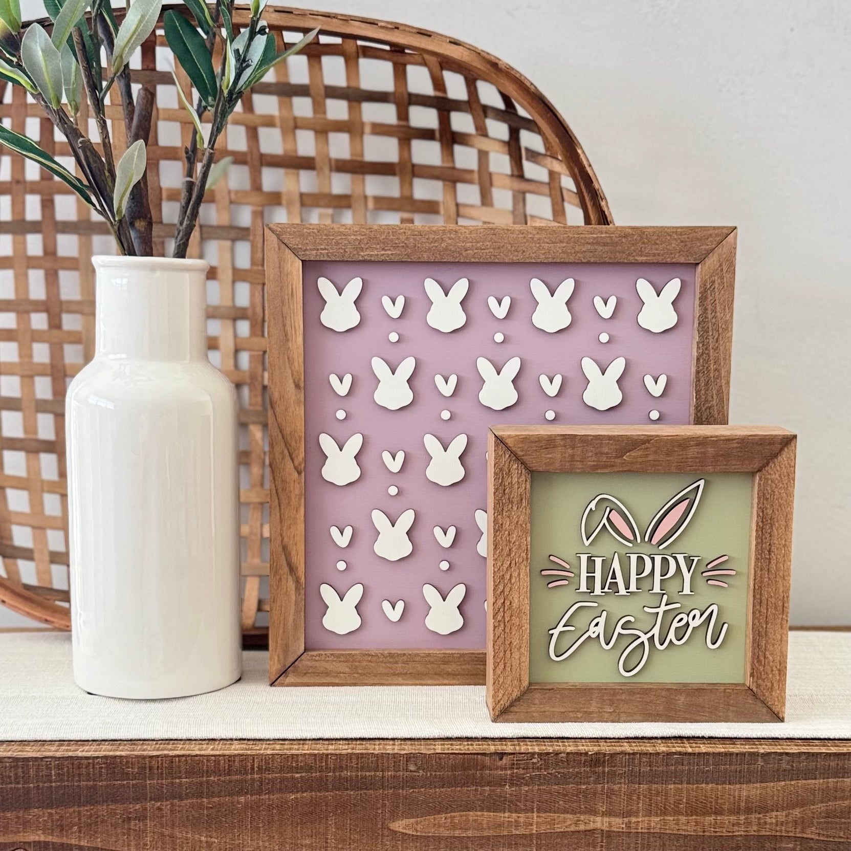 Wooden Framed Pastel Easter Sign