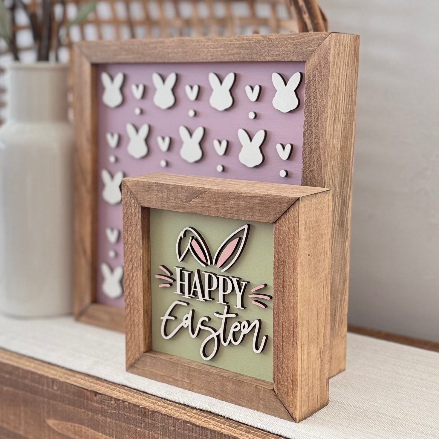 Wooden Framed Pastel Easter Sign