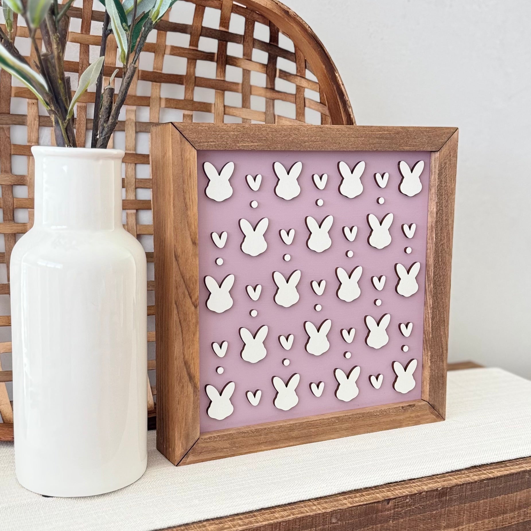 Large Wooden Framed Pastel Easter Sign